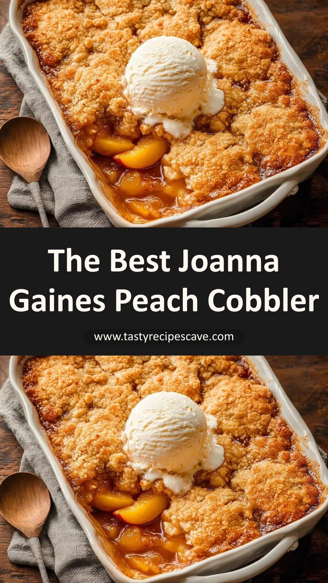 Joanna Gaines Peach Cobbler with Juicy Peaches and Buttery Golden Topping — pin 1