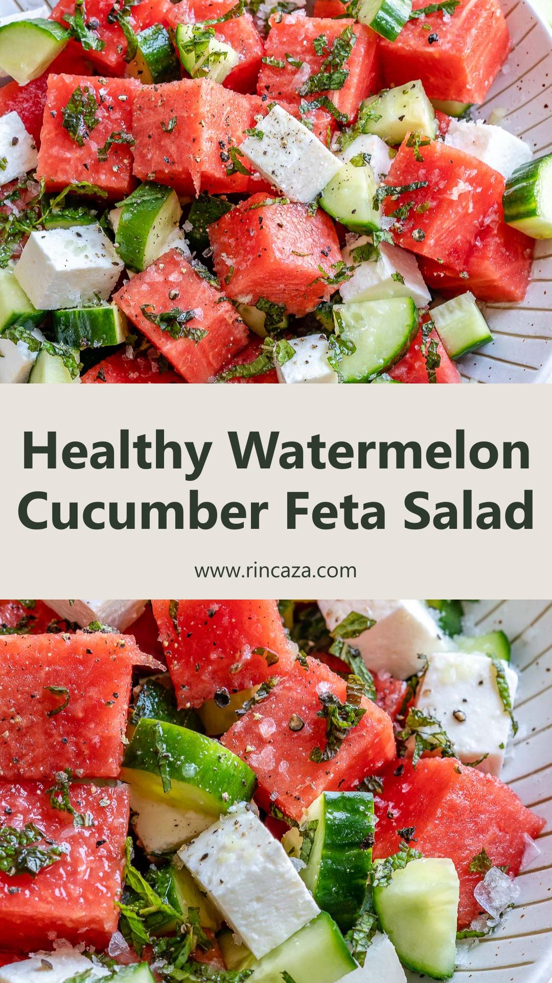 Watermelon Cucumber Feta Salad With Fresh Mint and Lime — pin 3