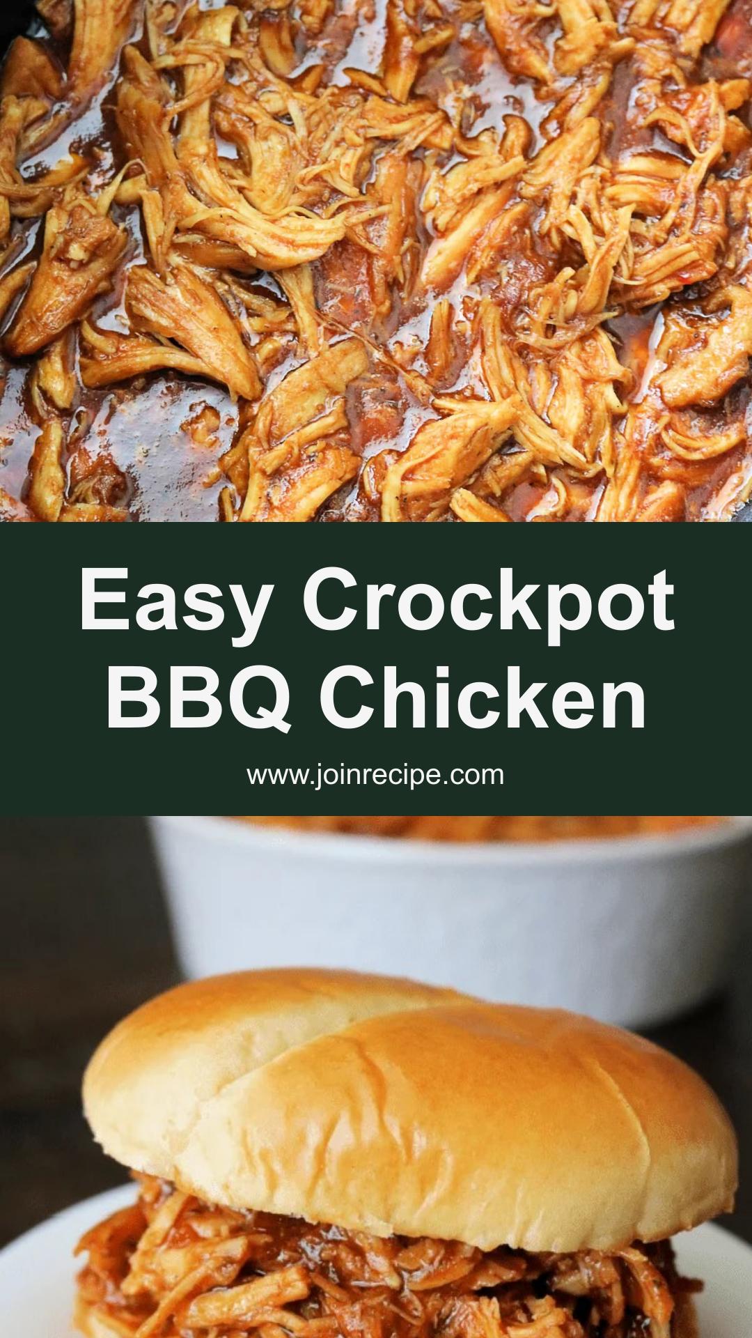 Crockpot BBQ Chicken: Easy Pulled Chicken With Sweet-Tangy Sauce — pin 2