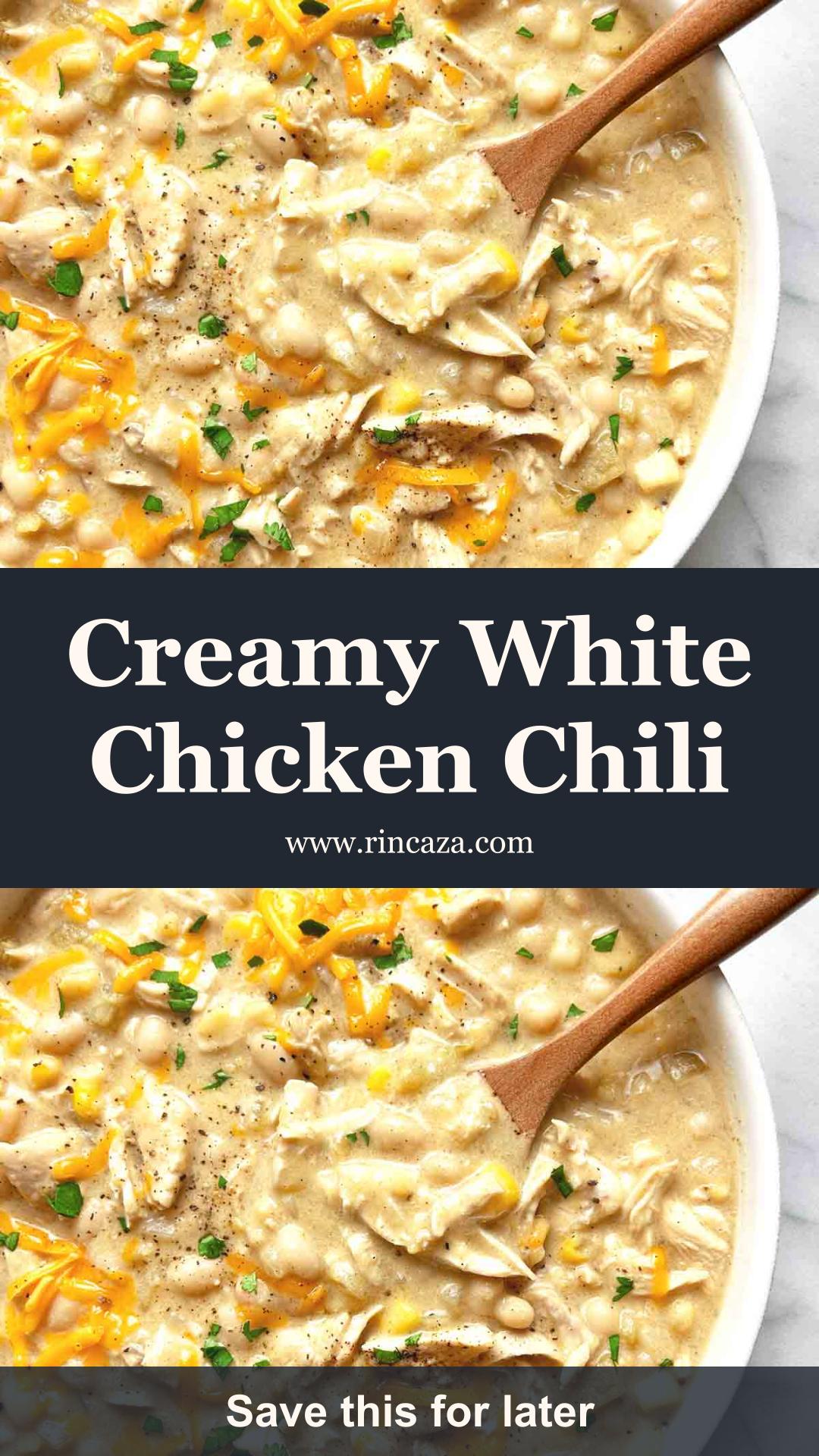 White Chicken Chili With Creamy Sour Cream Broth and Mild Green Chiles — pin 2