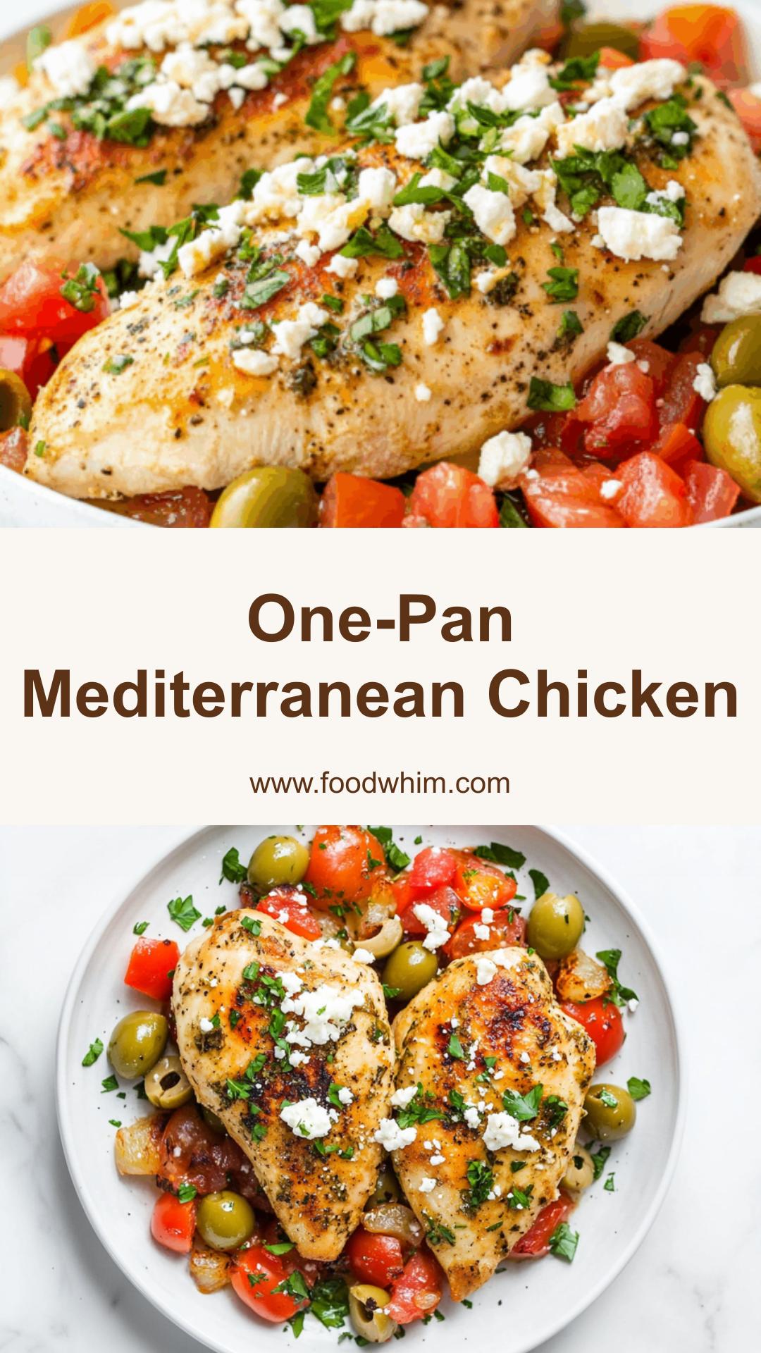 Mediterranean Chicken with Lemony Tomato, Olive, and Feta Skillet Sauce — pin 1