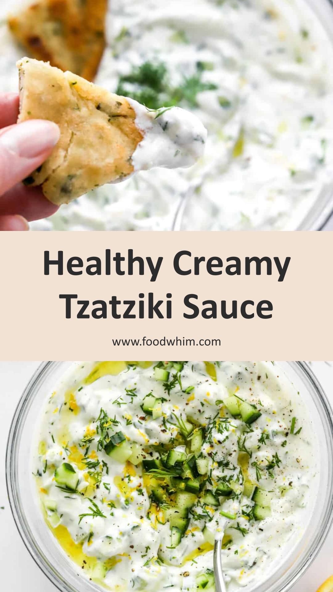 Healthy Tzatziki Sauce with Crisp Cucumber and Fresh Dill — pin 1
