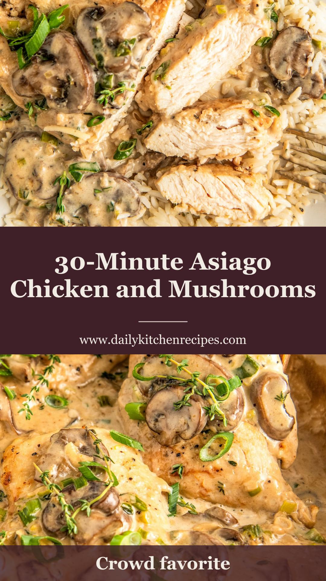 Mushroom Asiago Chicken 30 Minutes Easy Delicious — pin 2