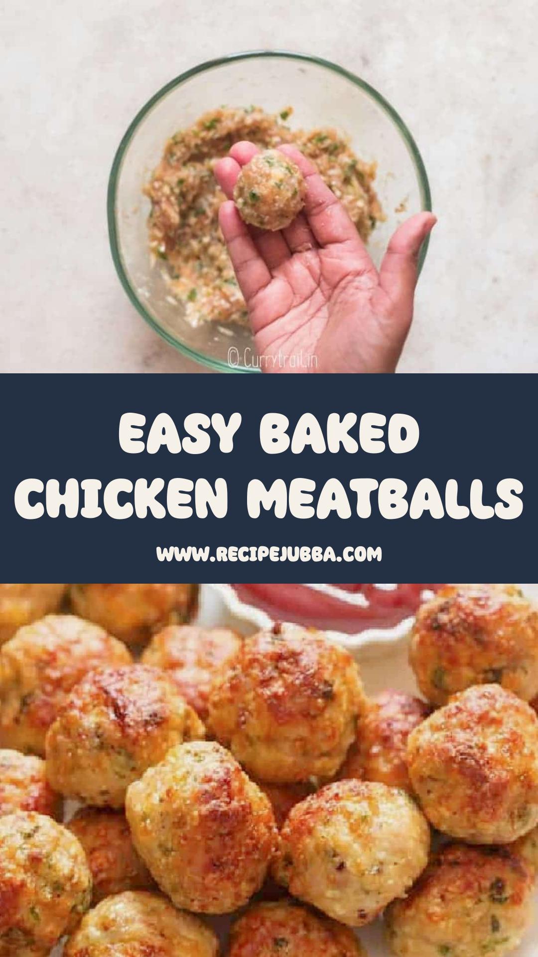 Juicy Baked Chicken Meatballs with Grated Onion and Parmesan — pin 1