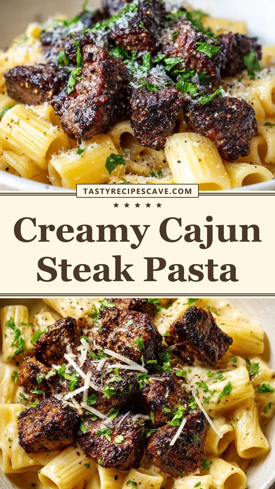 Cajun Steak Pasta with Parmesan Cream Sauce — pin 1