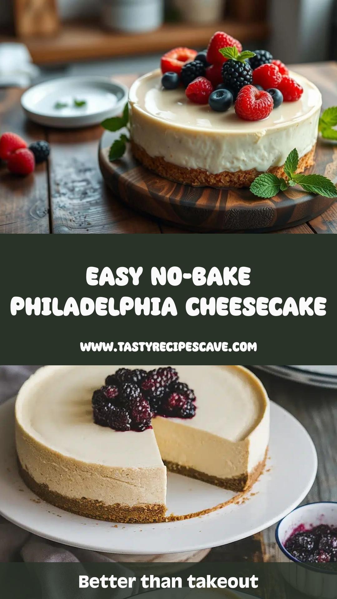 Philadelphia No-Bake Cheesecake with Buttery Graham Cracker Crust — pin 1