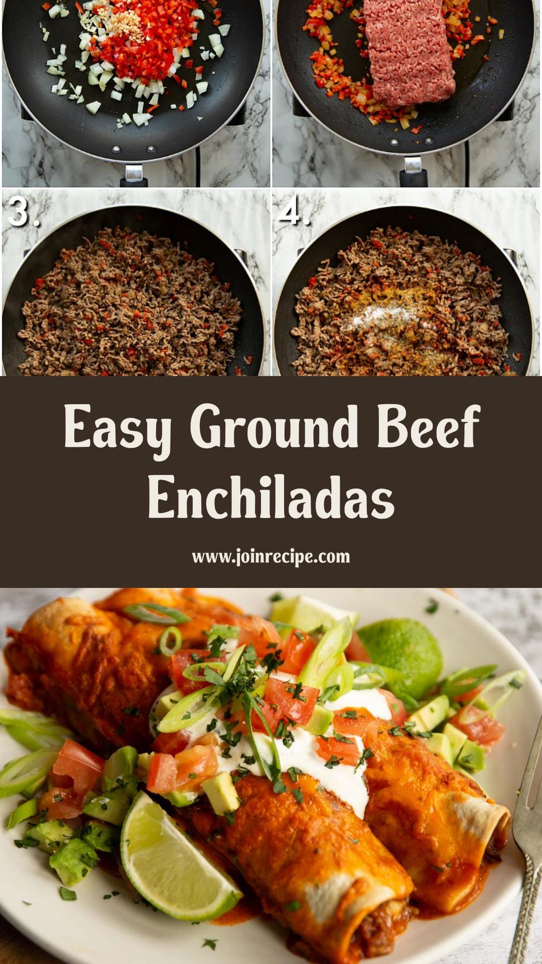 Ground Beef Enchiladas with Homemade Red Sauce and Golden Cheese — pin 2