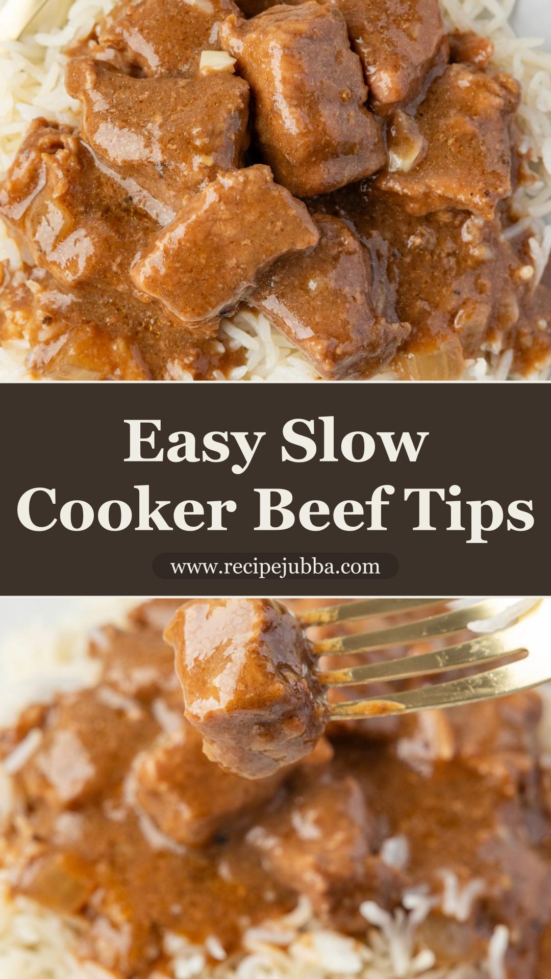 Slow Cooker Beef Tips and Gravy with Tender Beef and Savory Brown Gravy — pin 4