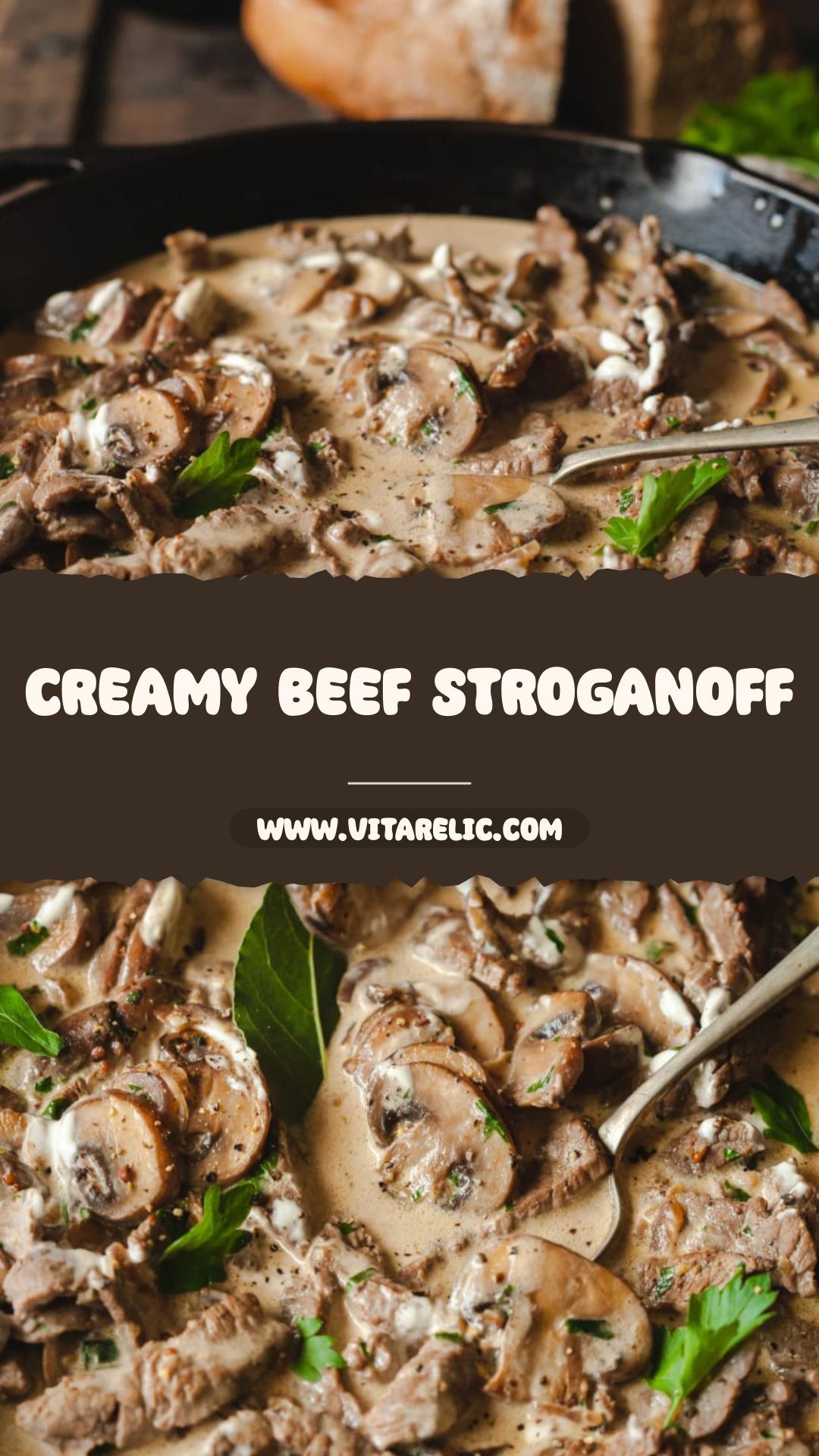Beef Stroganoff with Mushrooms and Sour Cream Sauce — pin 1