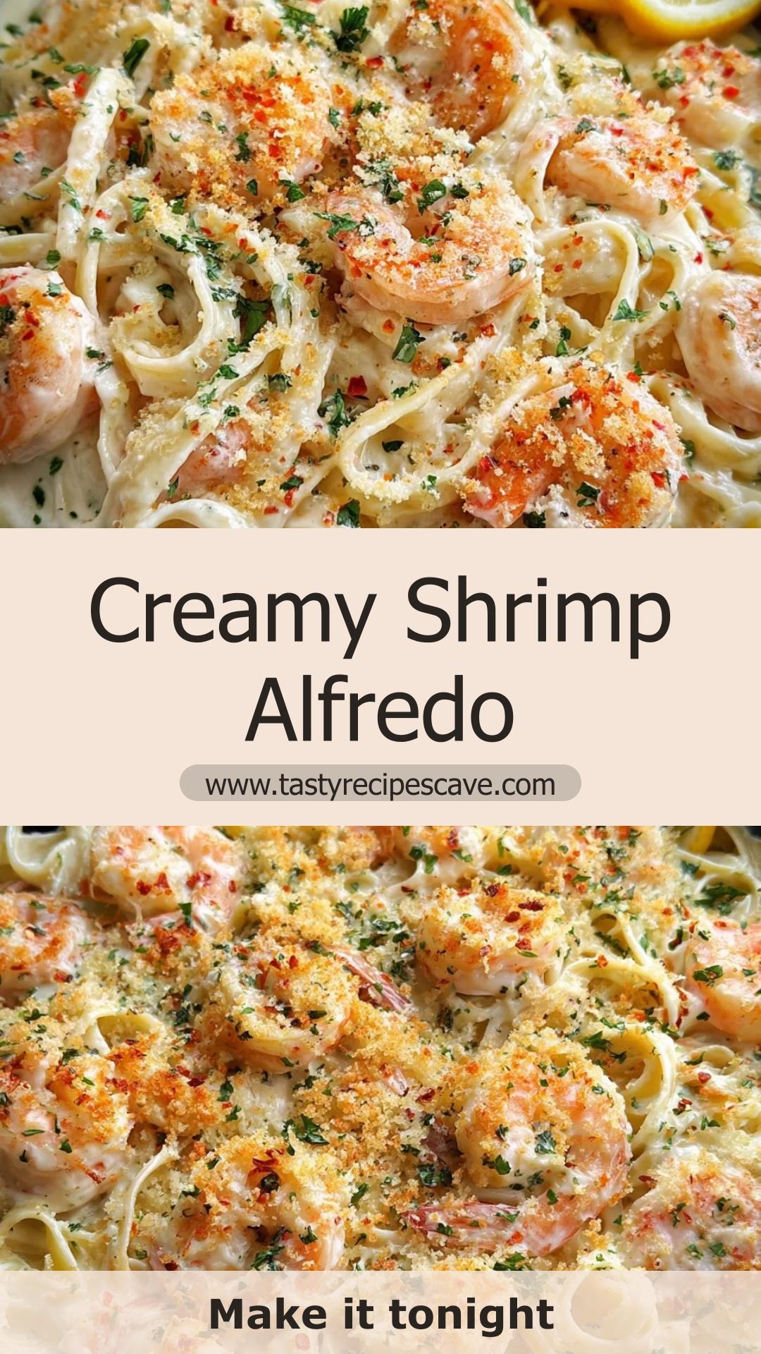 Shrimp Alfredo with Garlic Parmesan Asiago Sauce and Toasted Panko — pin 4