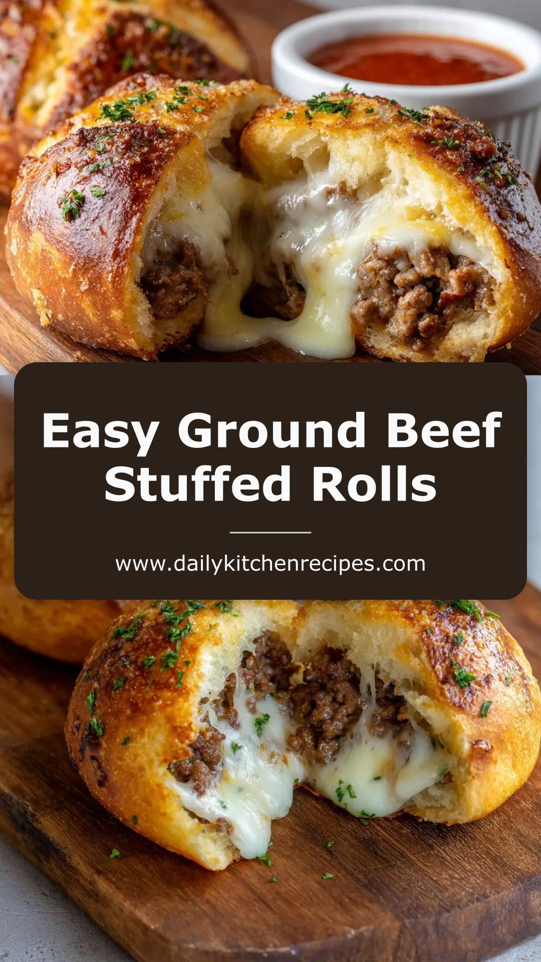 Ground Beef Stuffed Rolls with Mozzarella and Marinara — pin 2