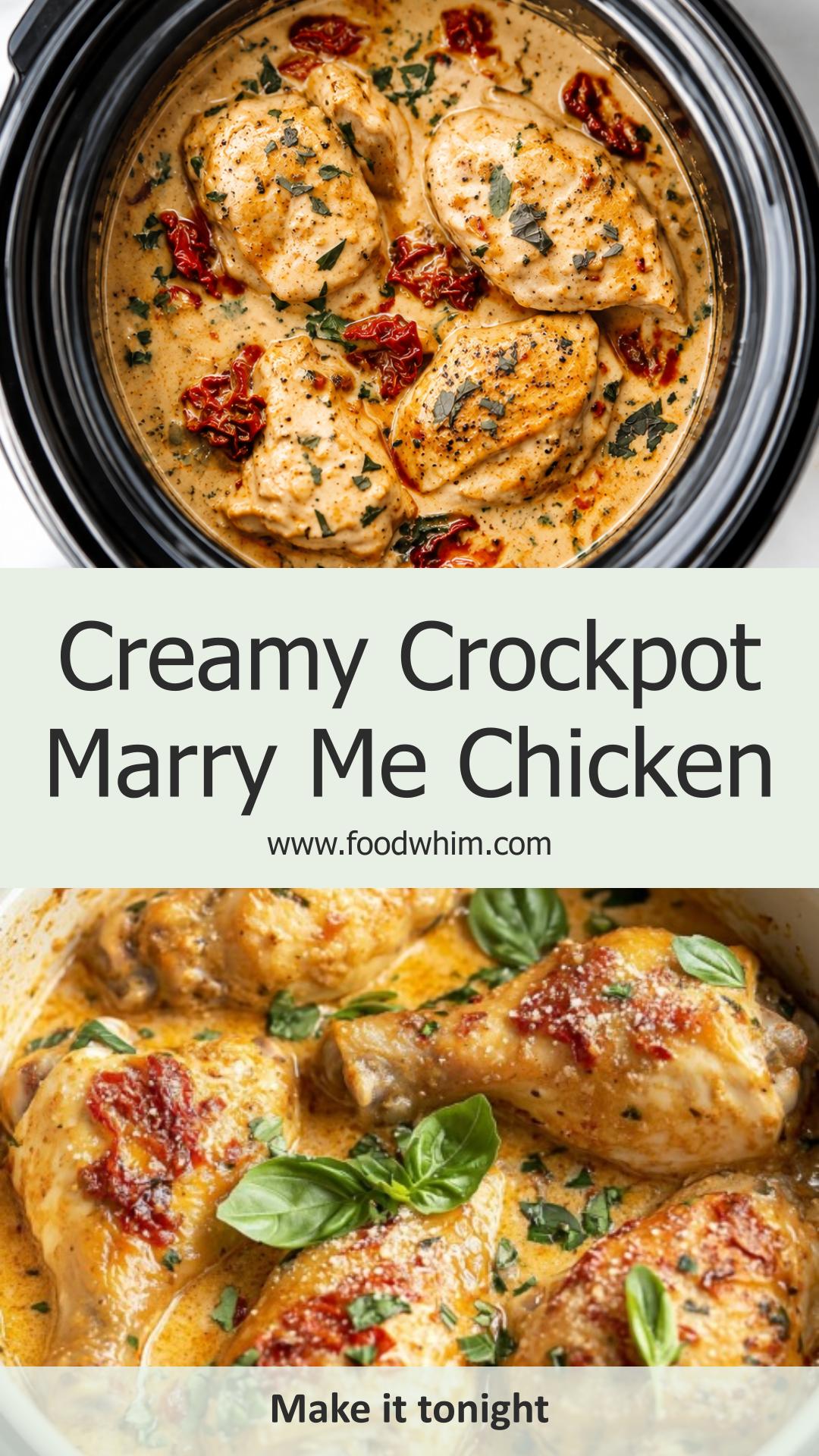 Crockpot Marry Me Chicken with Garlic Parmesan and Sun-Dried Tomatoes — pin 1