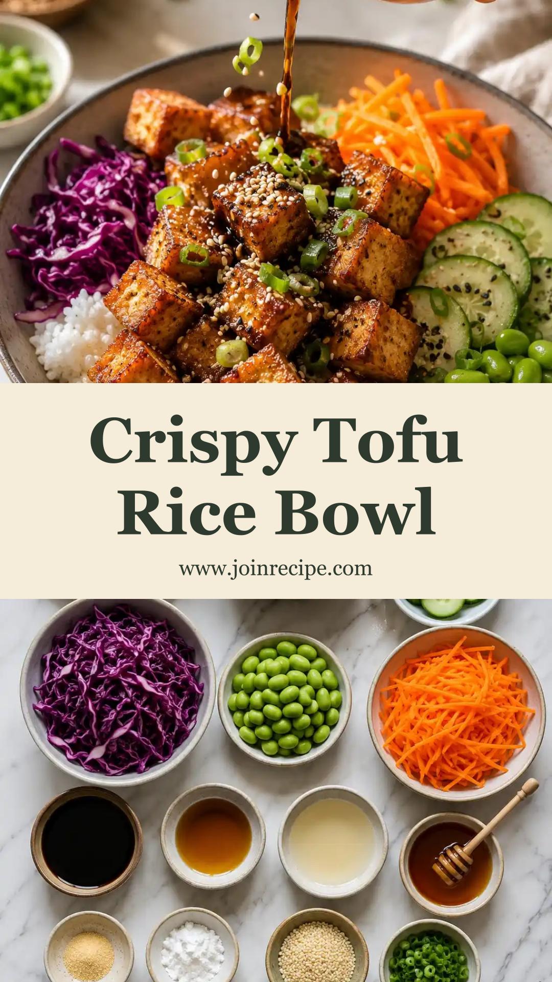 Crispy Tofu Rice Bowl: A Flavorful Plant-Based Meal with Fresh Vegetables — pin 3