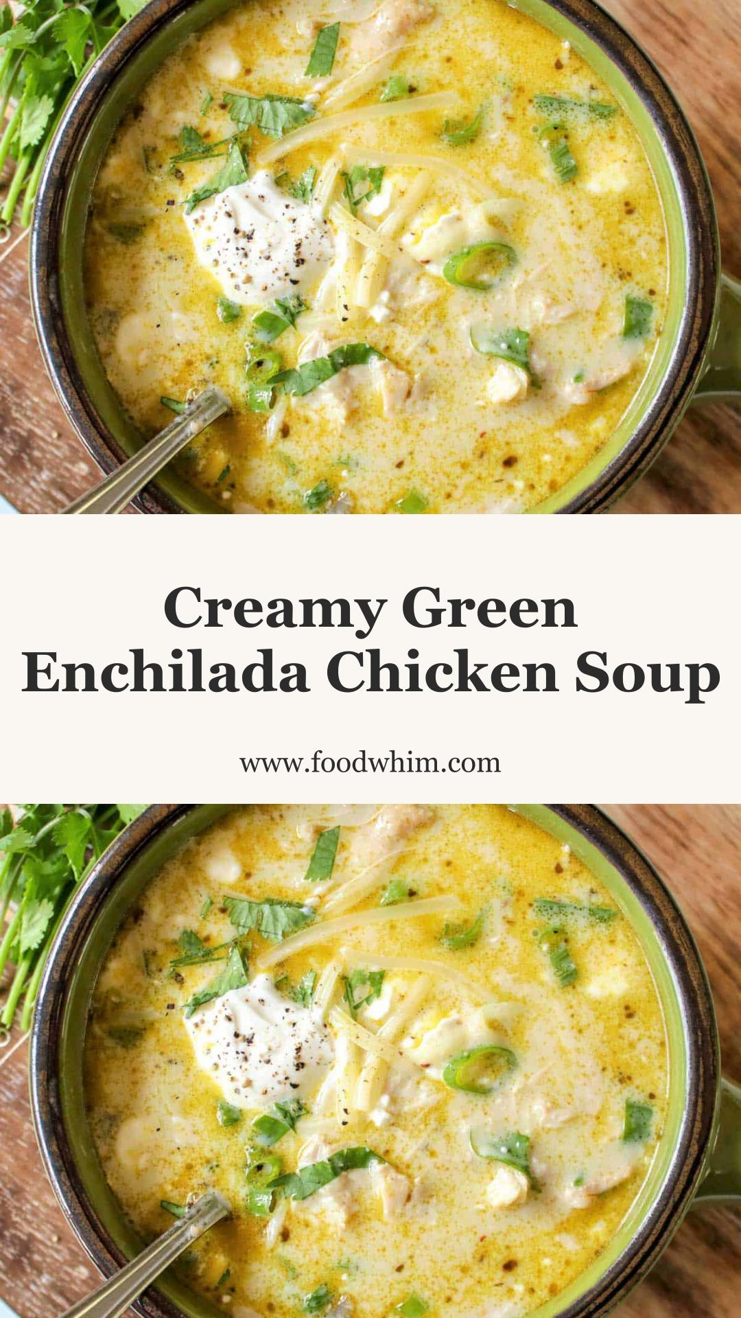 Creamy Green Enchilada Chicken Soup with Salsa Verde and Monterey Jack — pin 3