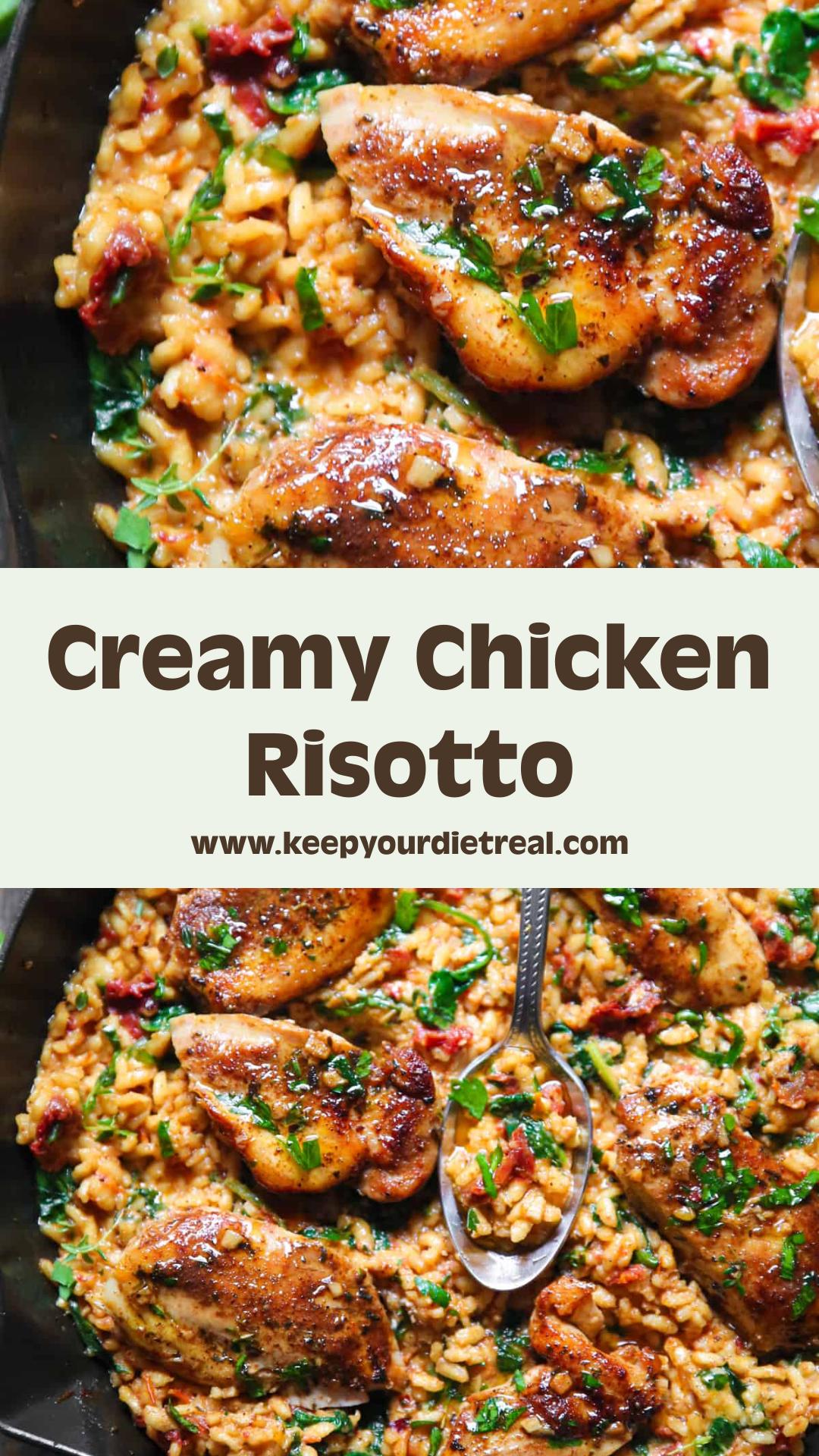 Chicken Risotto with Sun-Dried Tomatoes, Spinach, and Parmesan — pin 2