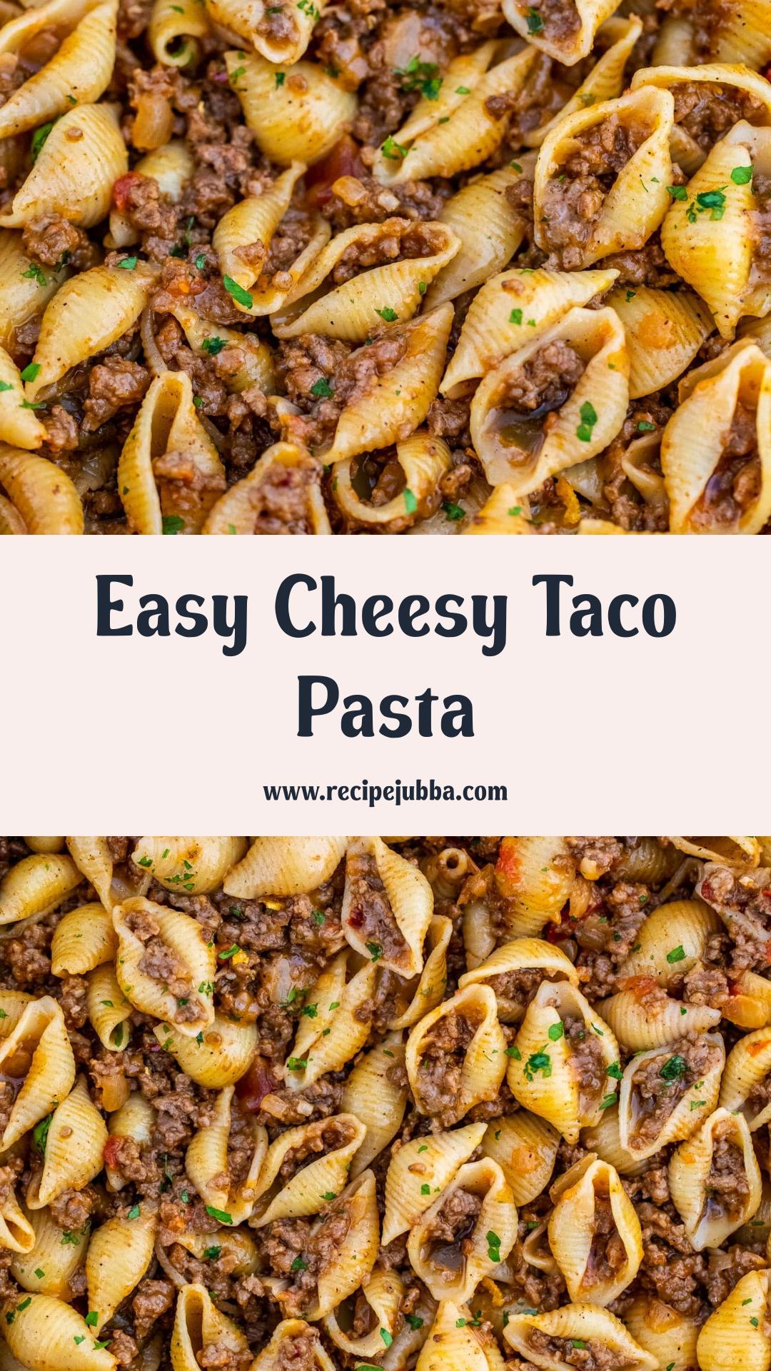 Cheesy Taco Pasta with Seasoned Beef and Salsa — pin 1