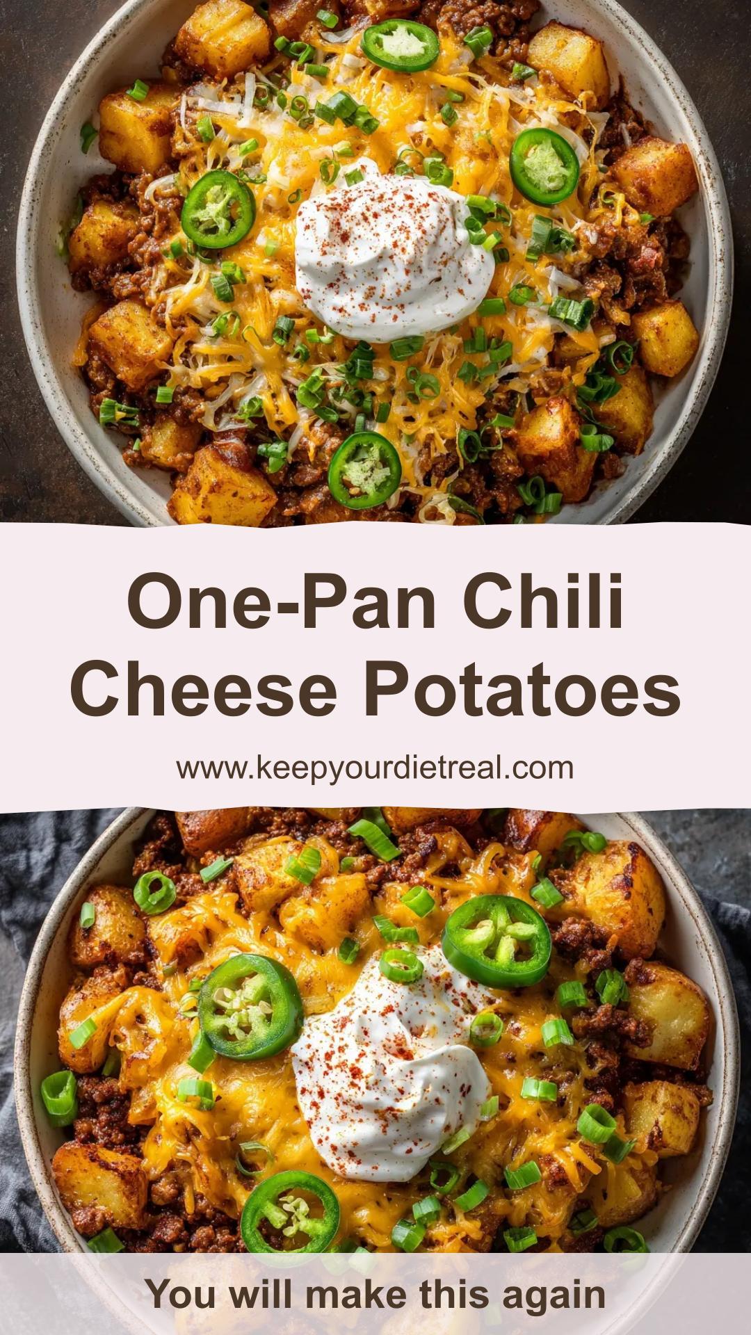 Chili Cheese Potato Skillet with Crispy Russets and Cheddar — pin 1