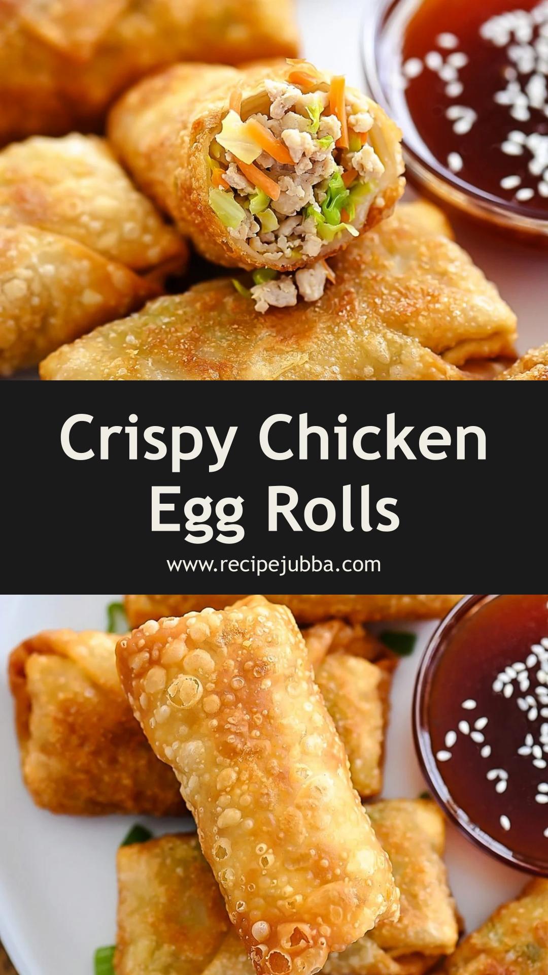 Chicken Egg Rolls with Crispy Golden Wrappers and Sweet and Sour Sauce — pin 1