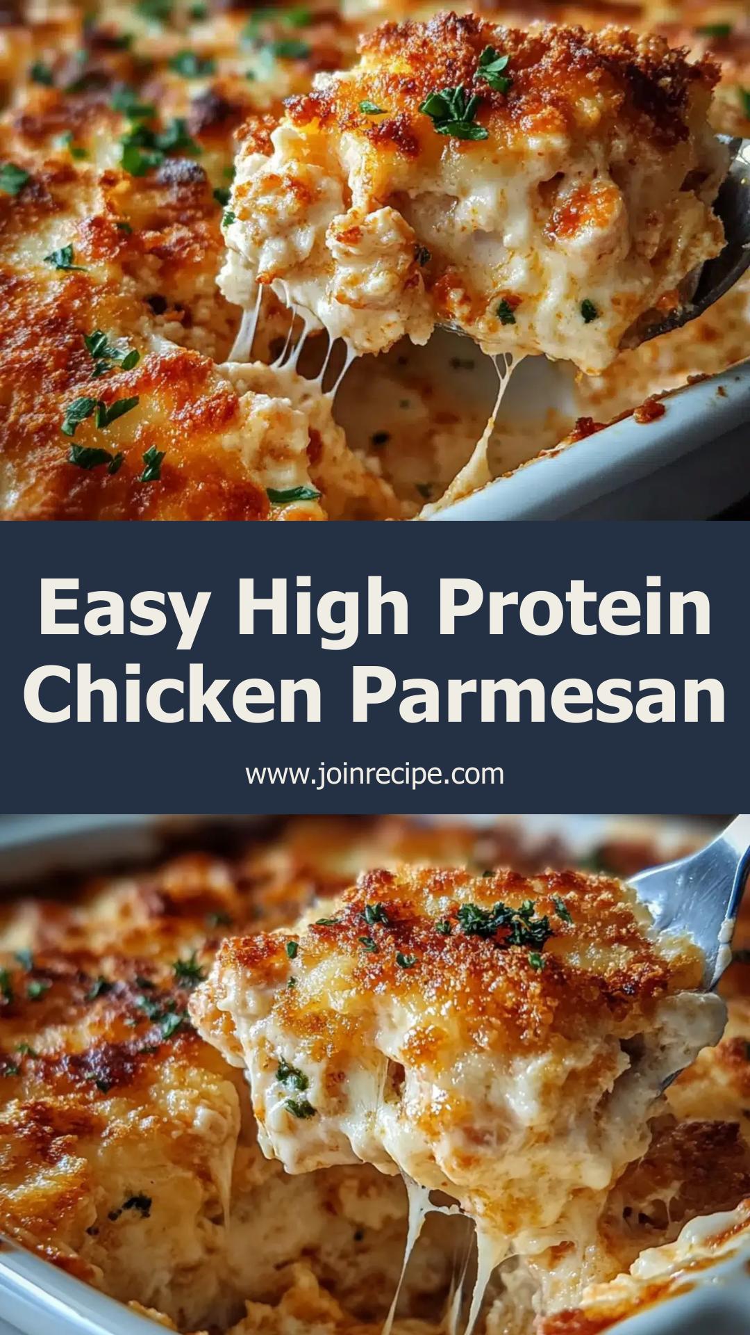 High Protein Chicken Parmesan Casserole: Creamy Layers of Cheesy Comfort — pin 2