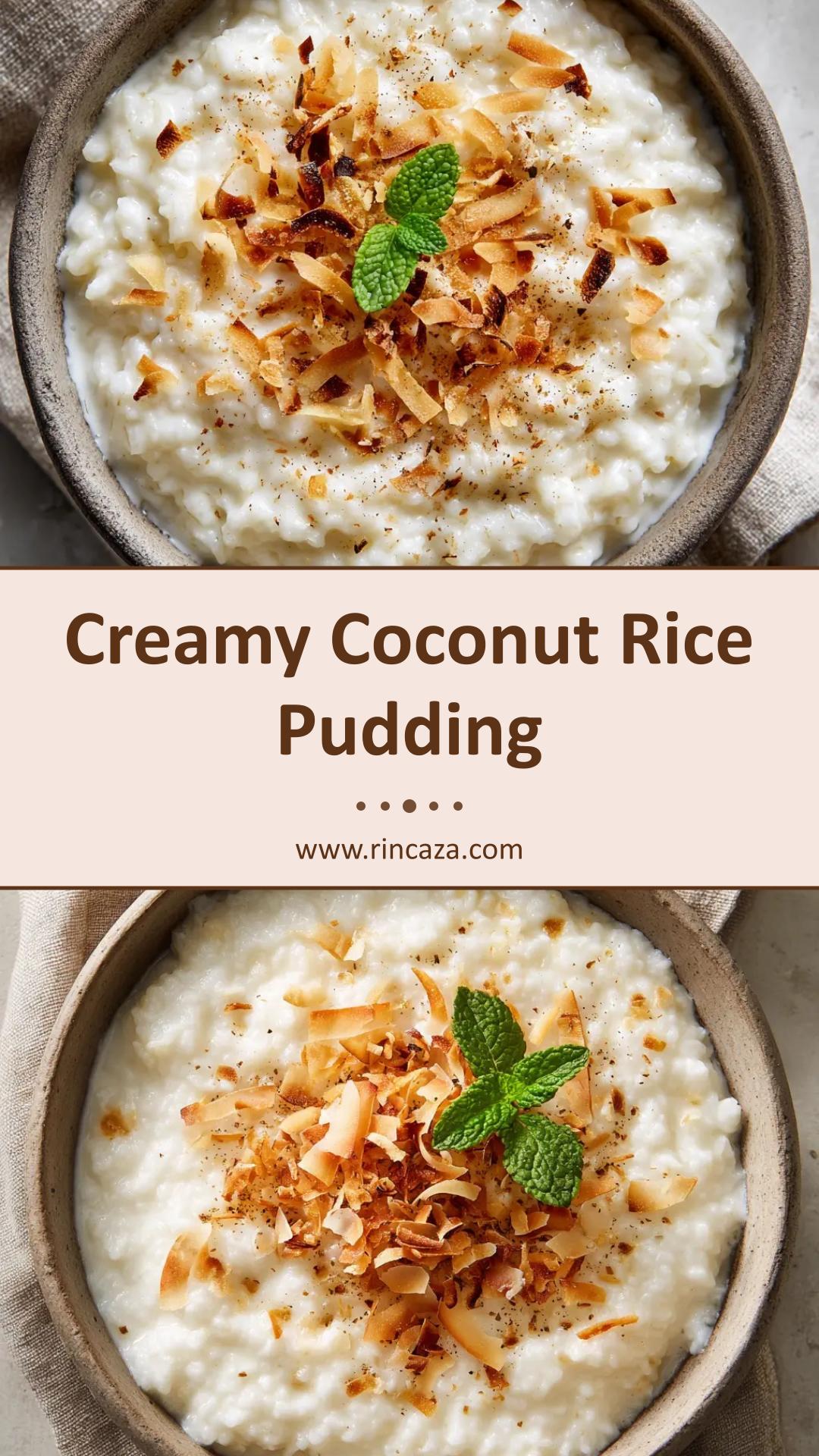 Creamy Coconut Rice Pudding with Toasted Coconut and Nutmeg — pin 1