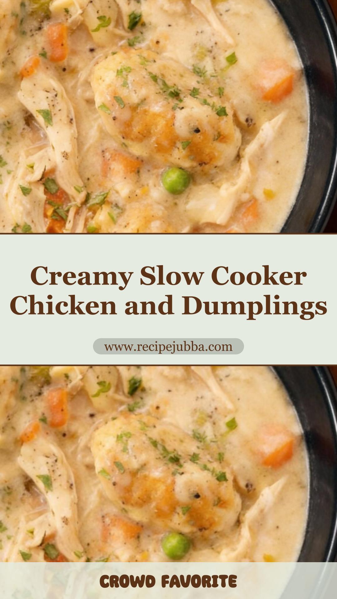 Slow Cooker Chicken and Dumplings with Creamy Gravy and Fluffy Biscuits — pin 1