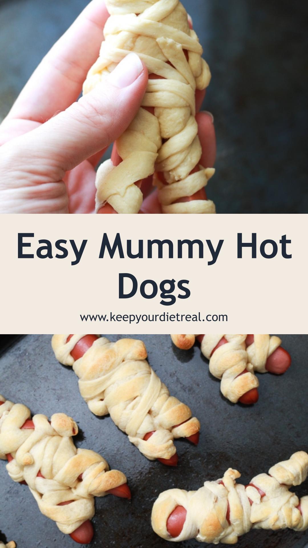 Easy Mummy Hot Dogs With Crescent Dough Arms and Legs — pin 1