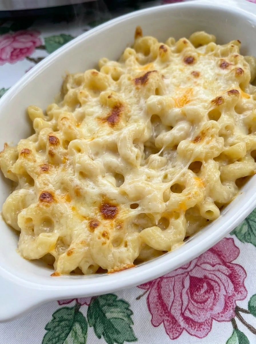 Crockpot Mac and Cheese with Tender Pasta and Three Cheeses