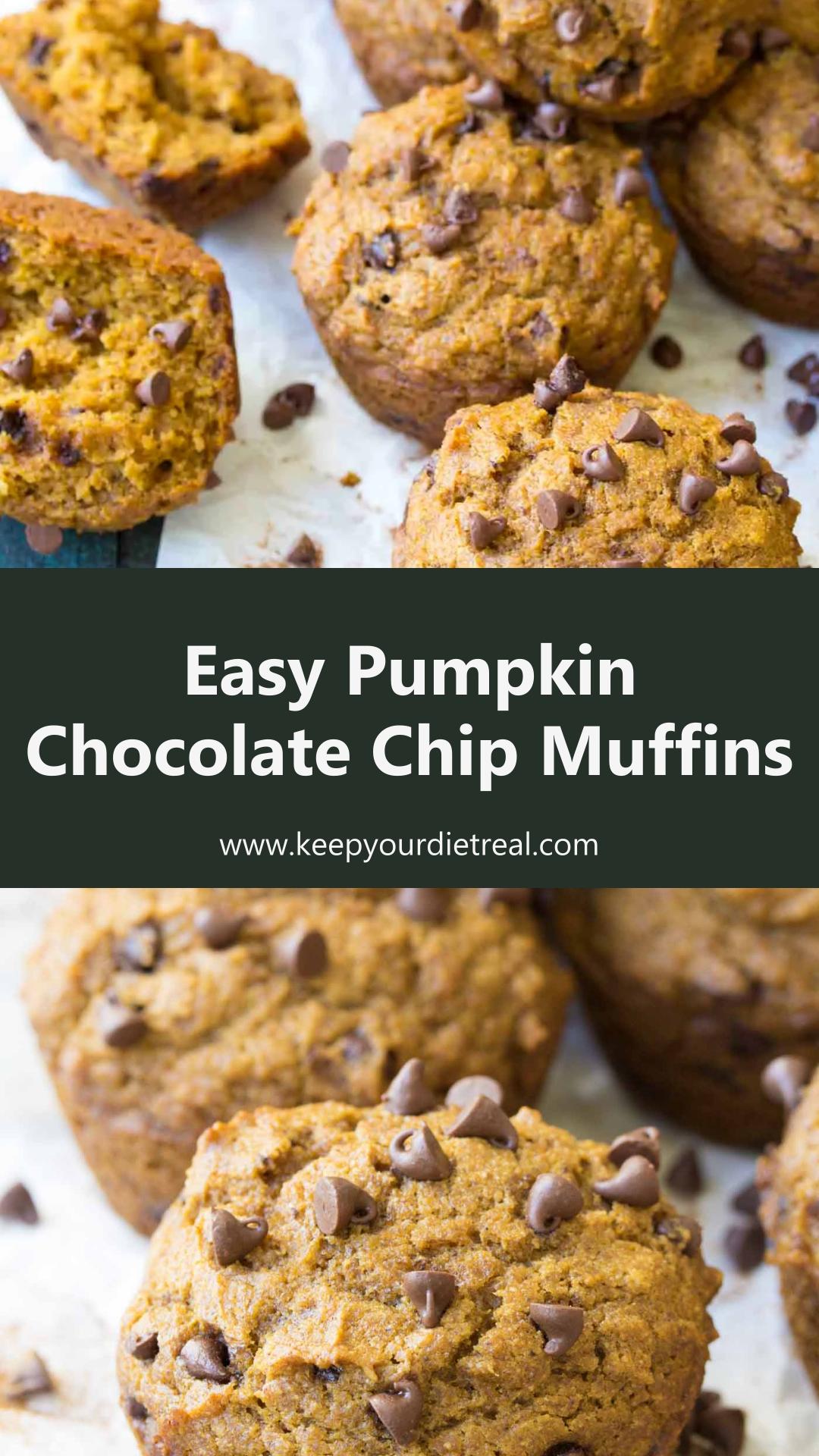 Pumpkin Chocolate Chip Muffins with Warm Spices and Mini Chocolate Chips — pin 2