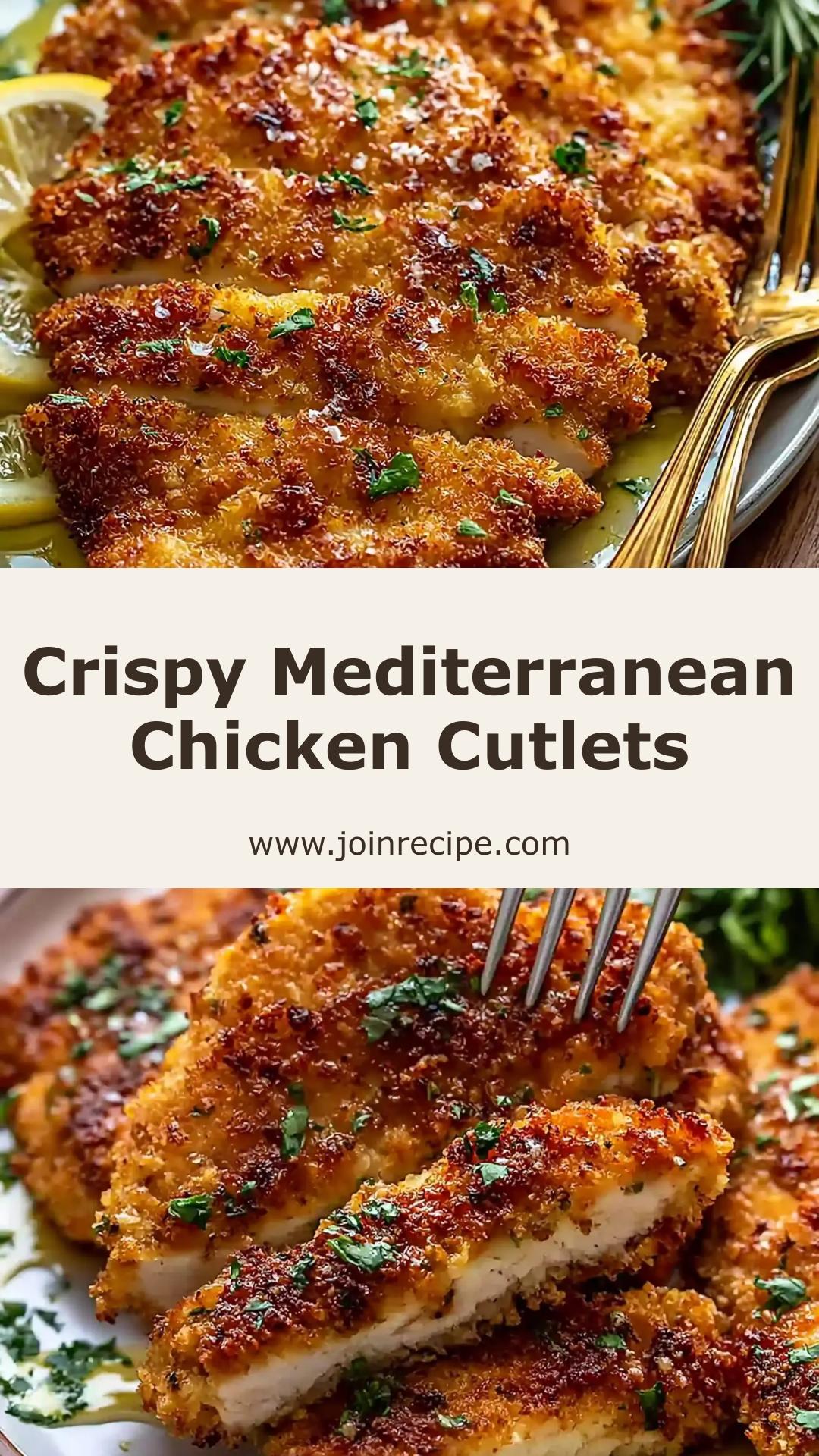 Crispy Mediterranean Chicken Cutlets with Herbed Breadcrumbs and Lemon — pin 3