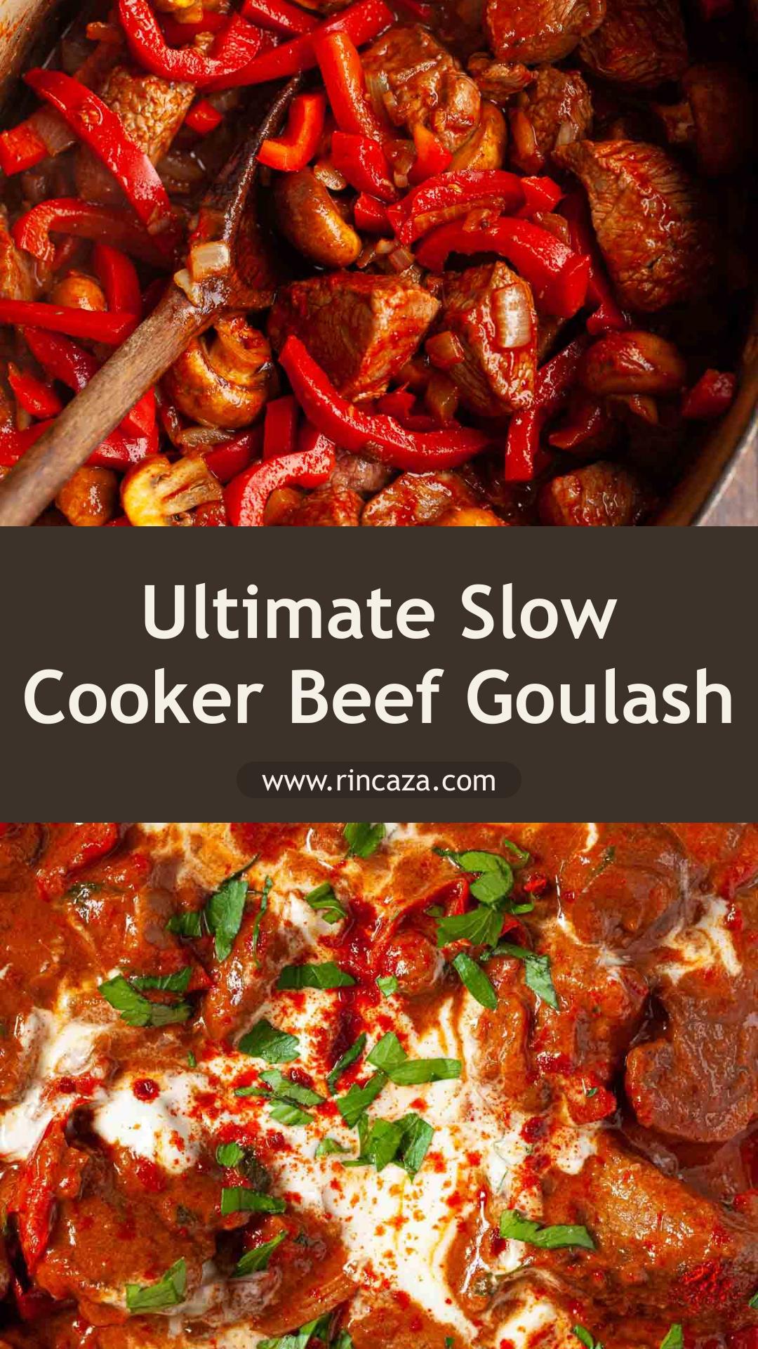 Slow Cooked Beef Goulash with Sweet Paprika and Creamy Soured Cream — pin 1