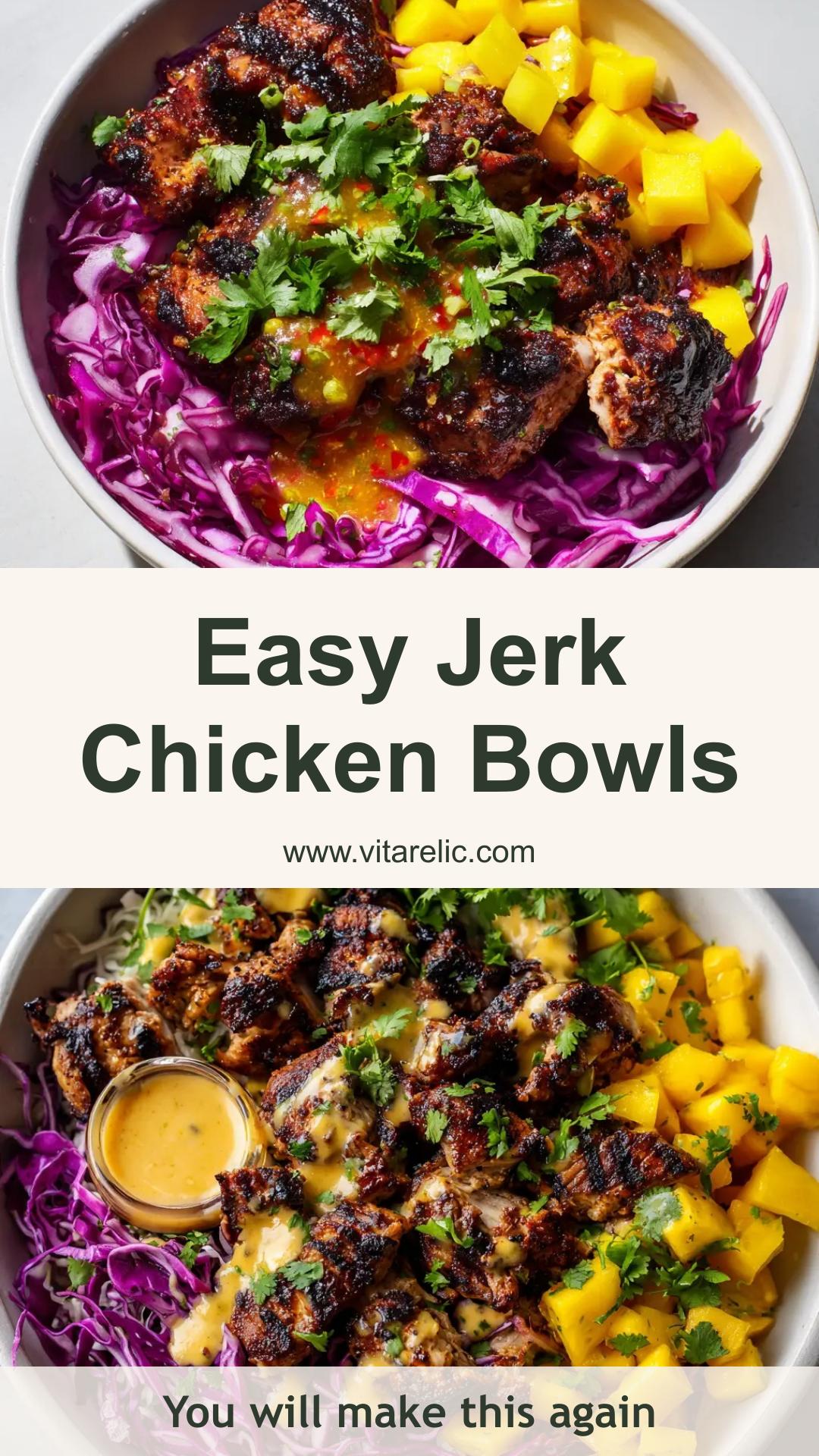 Jerk Chicken Bowls with Mango-Lime Slaw — pin 1