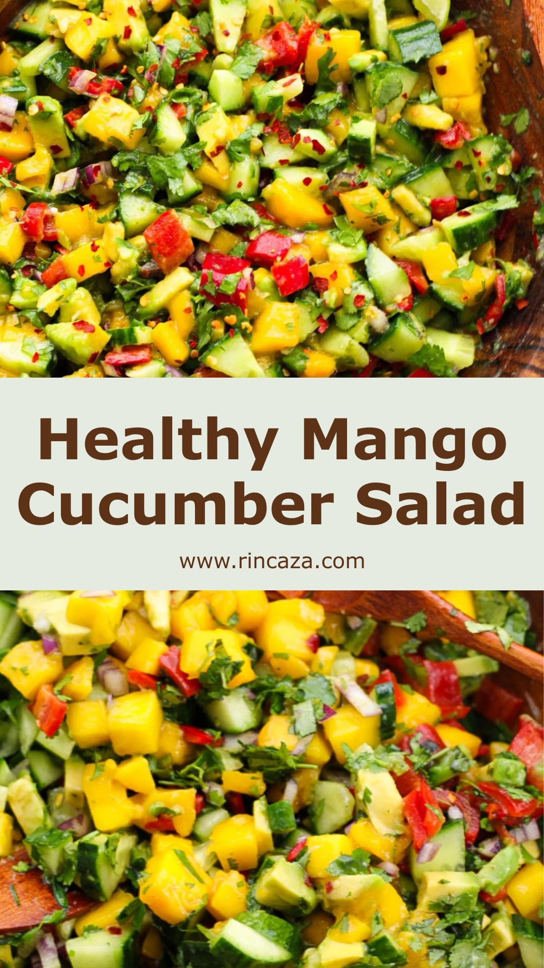 Healthy Mango Salad: Crisp Cucumber, Creamy Avocado, and Lime — pin 1