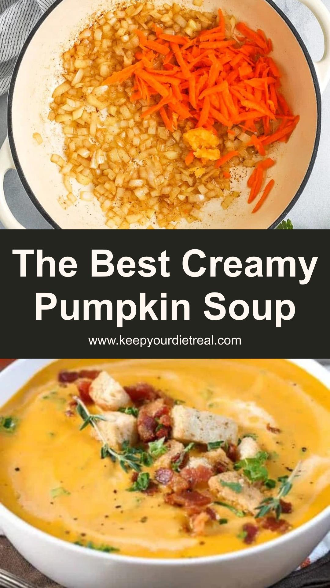 Creamy Pumpkin Soup With Smoky Bacon and Crunchy Croutons — pin 1