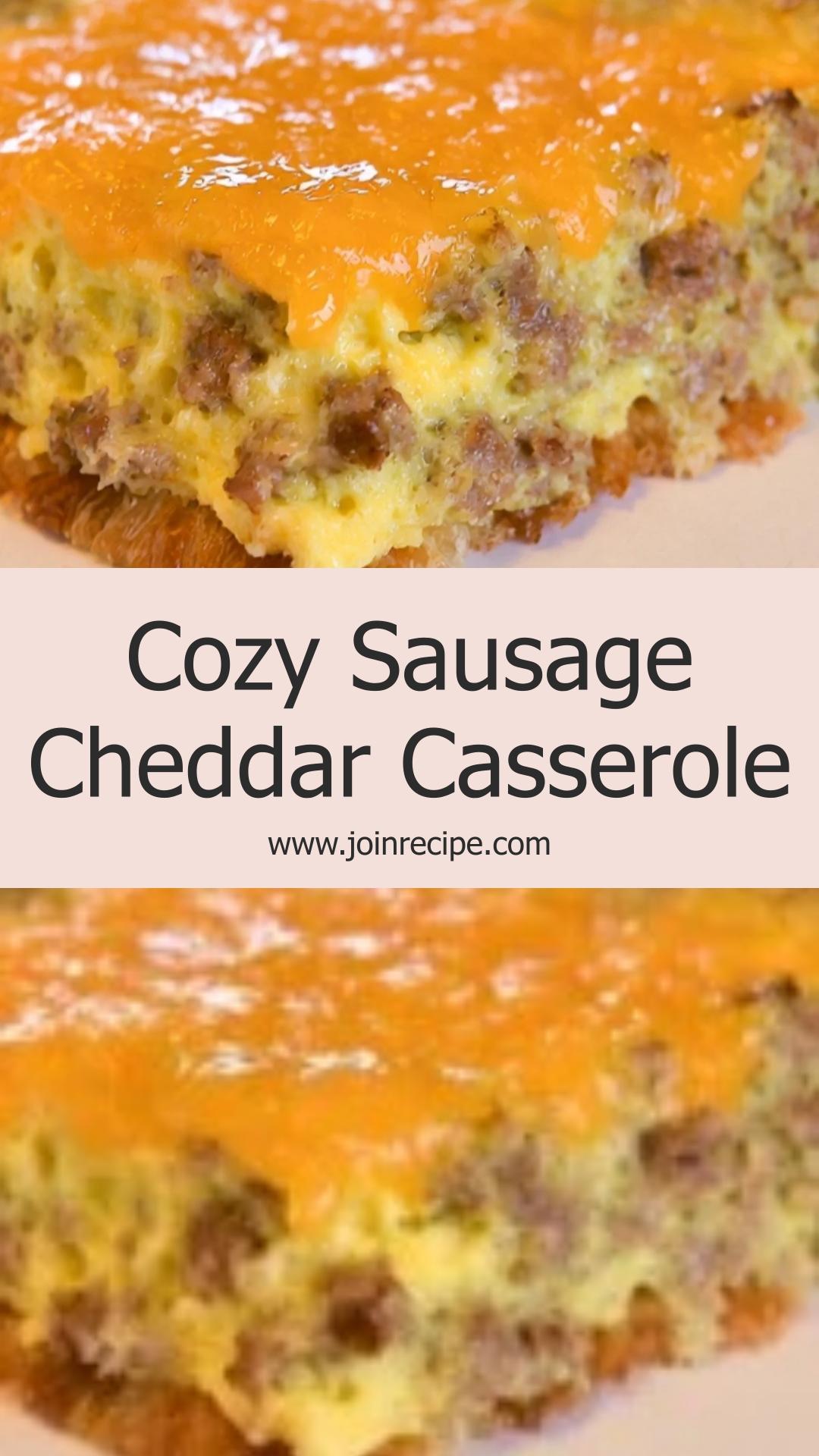 Warm and Cozy Breakfast Casserole with Sausage and Cheddar Cheese — pin 1