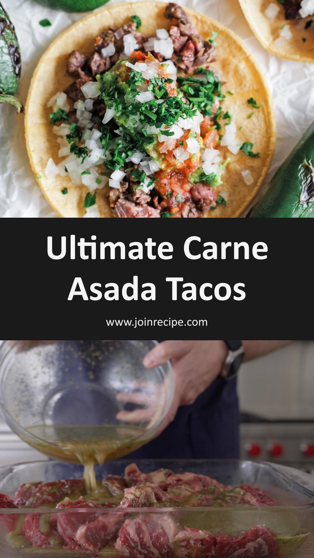 Carne Asada Tacos: Juicy Skirt Steak with Fresh Toppings — pin 1