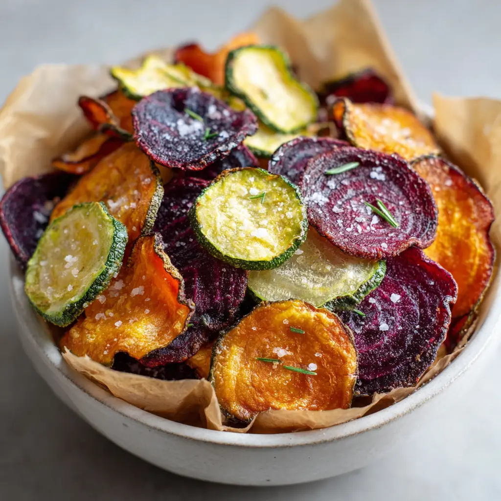 Homemade Air Fryer Veggie Chips with Rosemary and Sea Salt