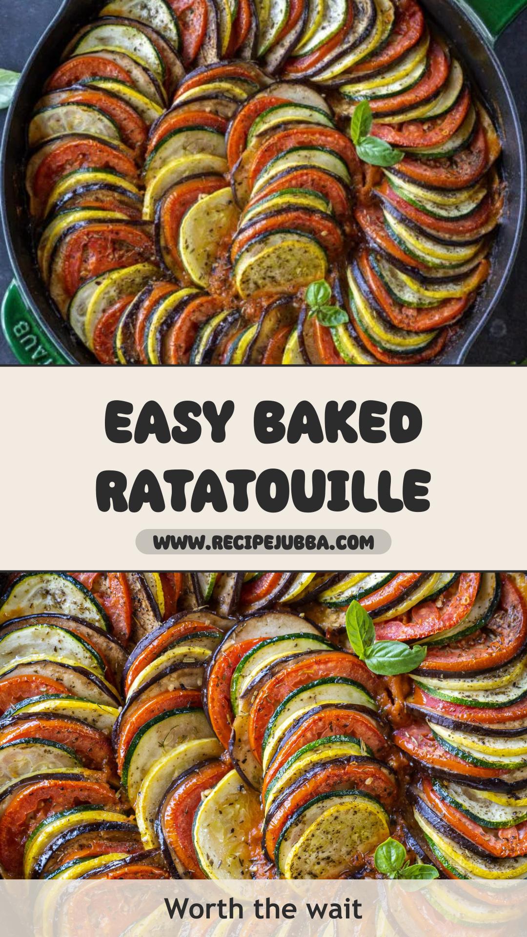 Baked Ratatouille with Garlicky Tomato Sauce and Tender Summer Vegetables — pin 1