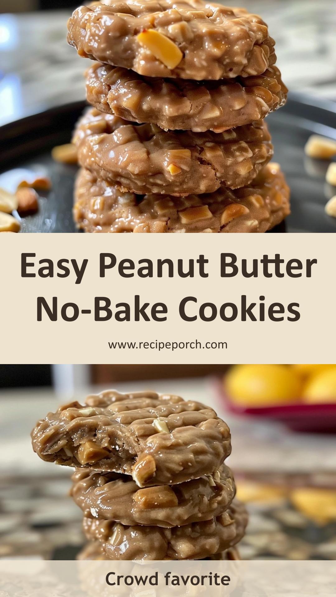 Peanut Butter No-Bake Cookies: Chewy Oat Treats for Easy Prep — pin 1