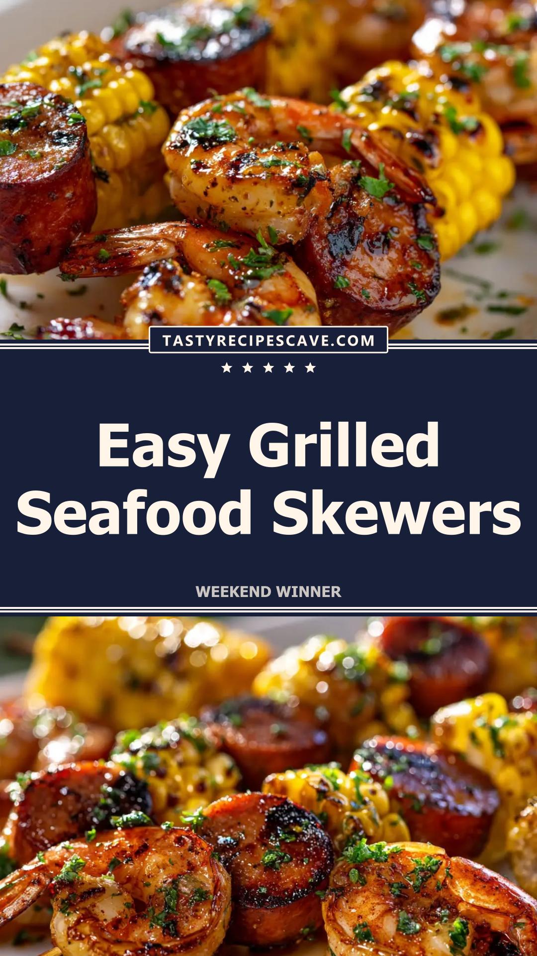 Grilled Seafood Skewers with Lemon Garlic Marinade — pin 1