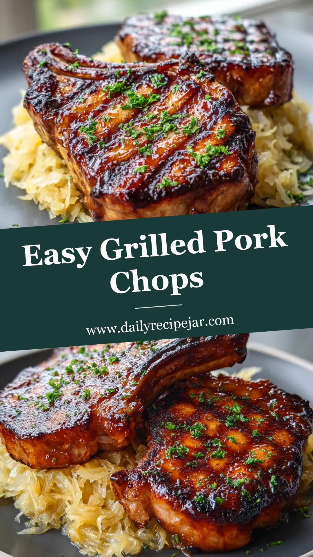 Grilled Brown Sugar Pork Chops with Sauerkraut — pin 2