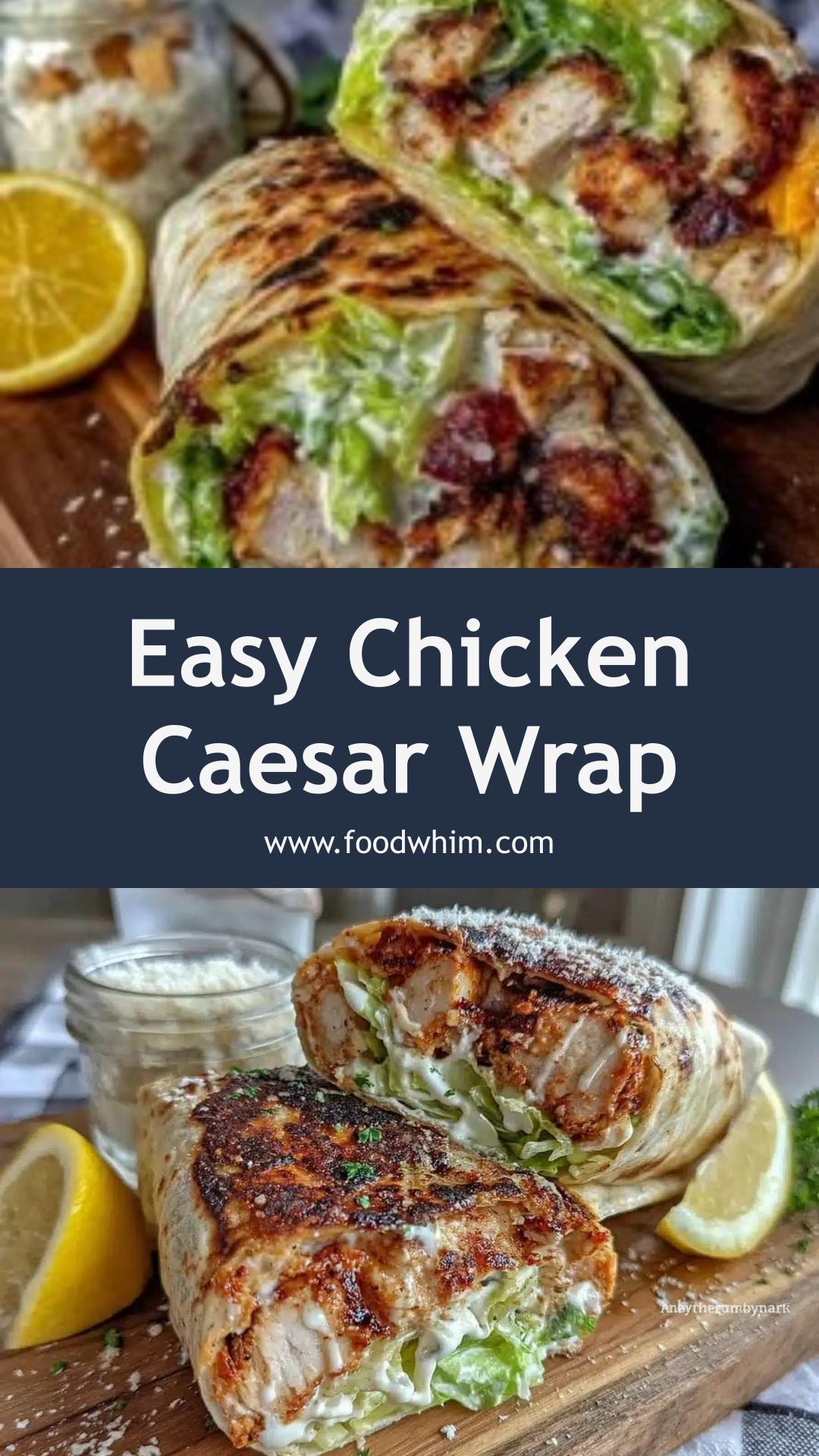 Chicken Caesar Wrap with Crunchy Romaine and Parmesan — pin 1
