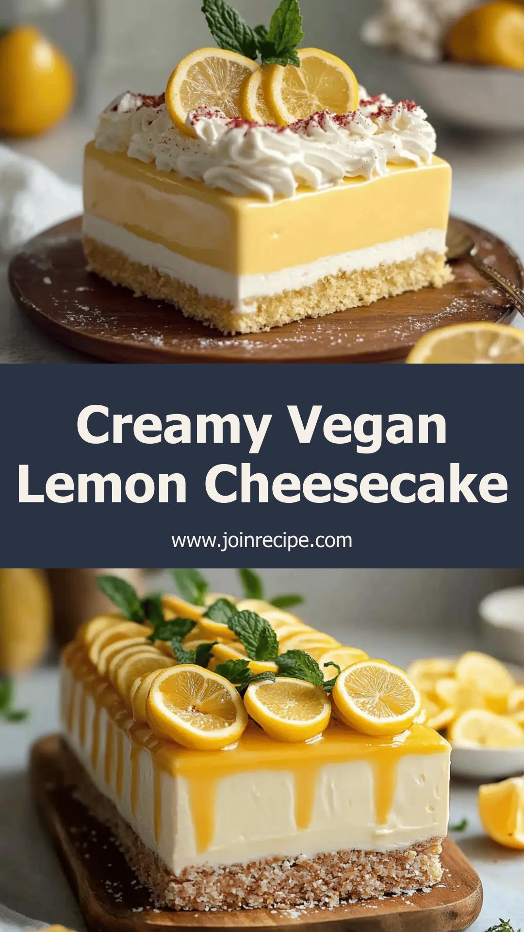 Vegan Lemon Cheesecake: Creamy Citrus Delight for Guilt-Free Indulgence — pin 3