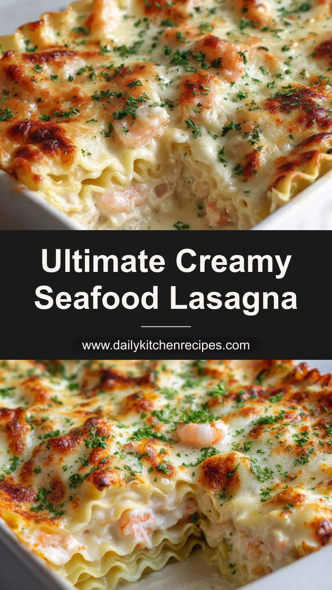 Creamy Seafood Lasagna with Salmon and Shrimp — pin 1