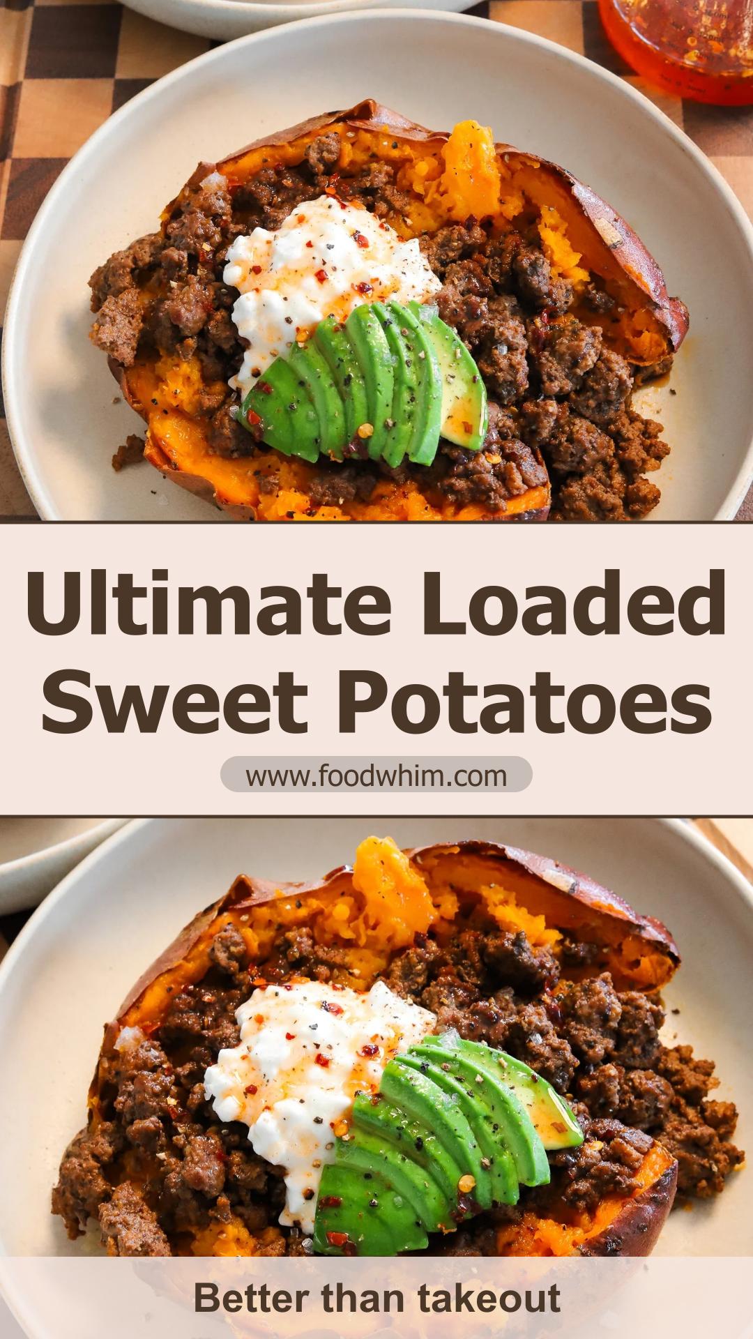 Loaded Sweet Potatoes with Spiced Beef, Cottage Cheese, and Hot Honey — pin 2