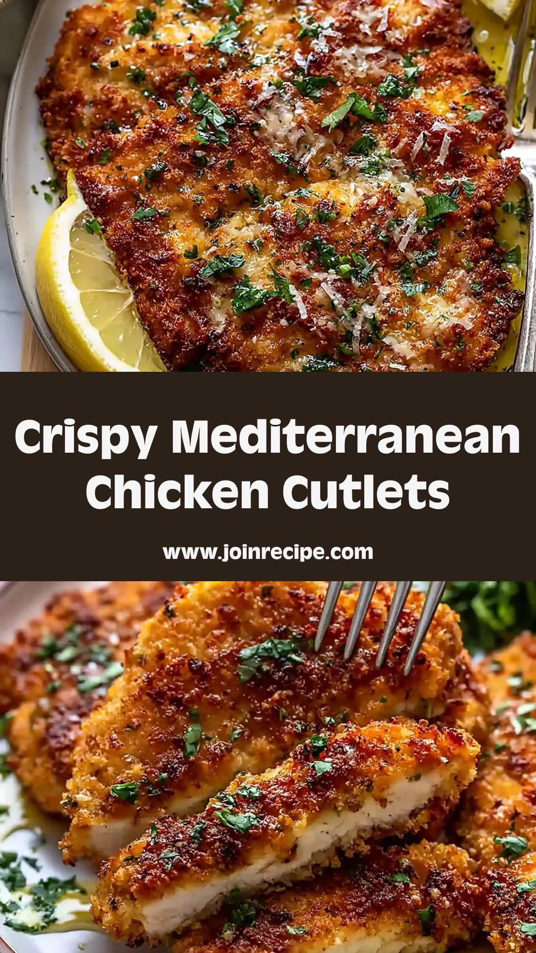 Crispy Mediterranean Chicken Cutlets with Herbed Breadcrumbs and Lemon — pin 2