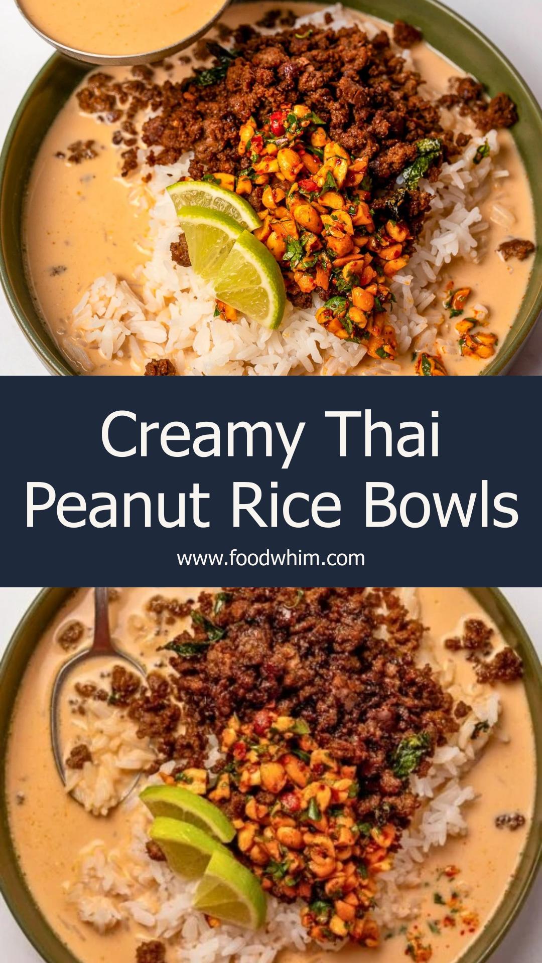 Thai Peanut Brothy Rice Bowls with Coconut Curry Broth — pin 1