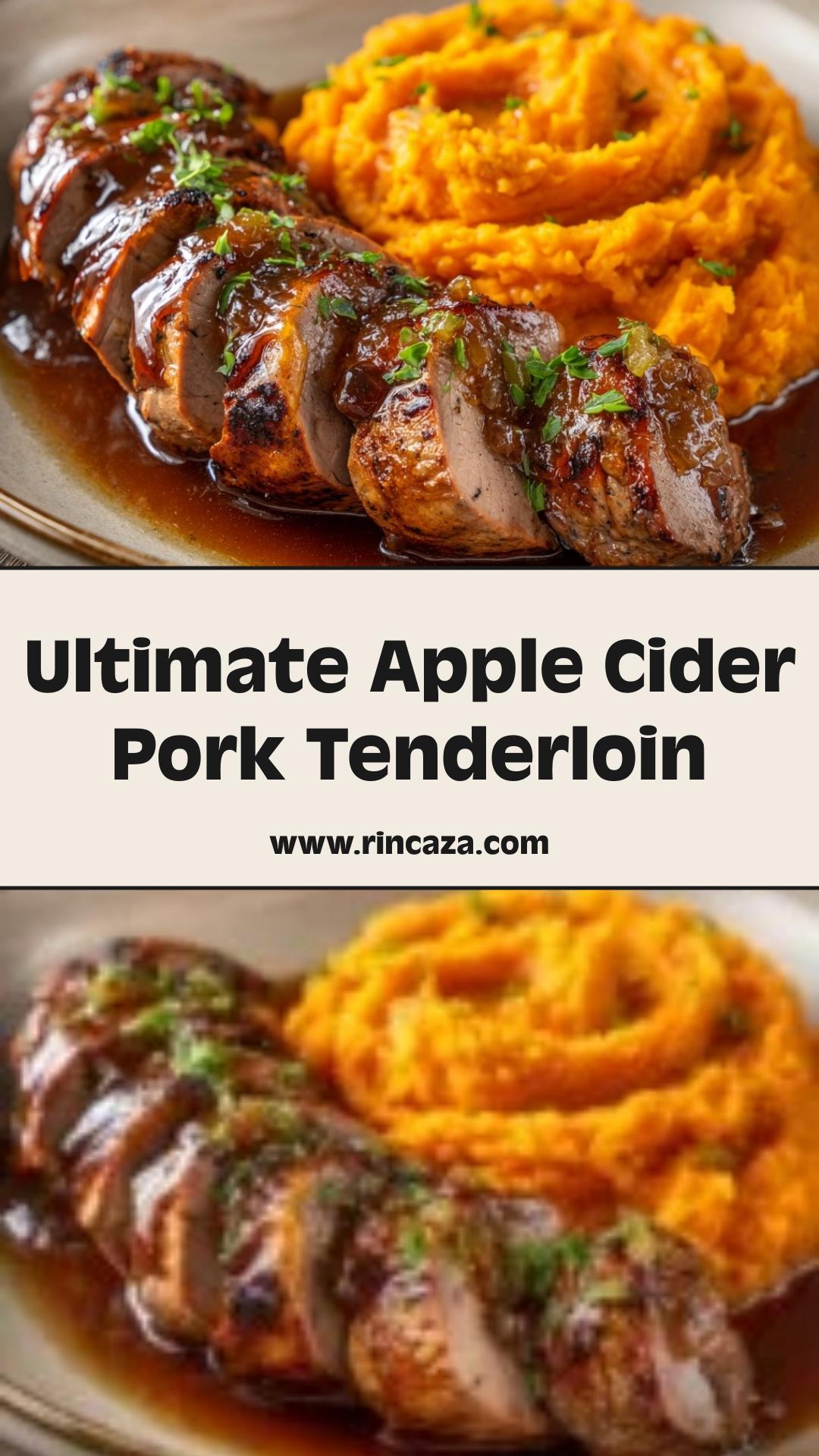 Pork Tenderloin with Apple Cider Glaze and Creamy Sweet Potato Mash — pin 1
