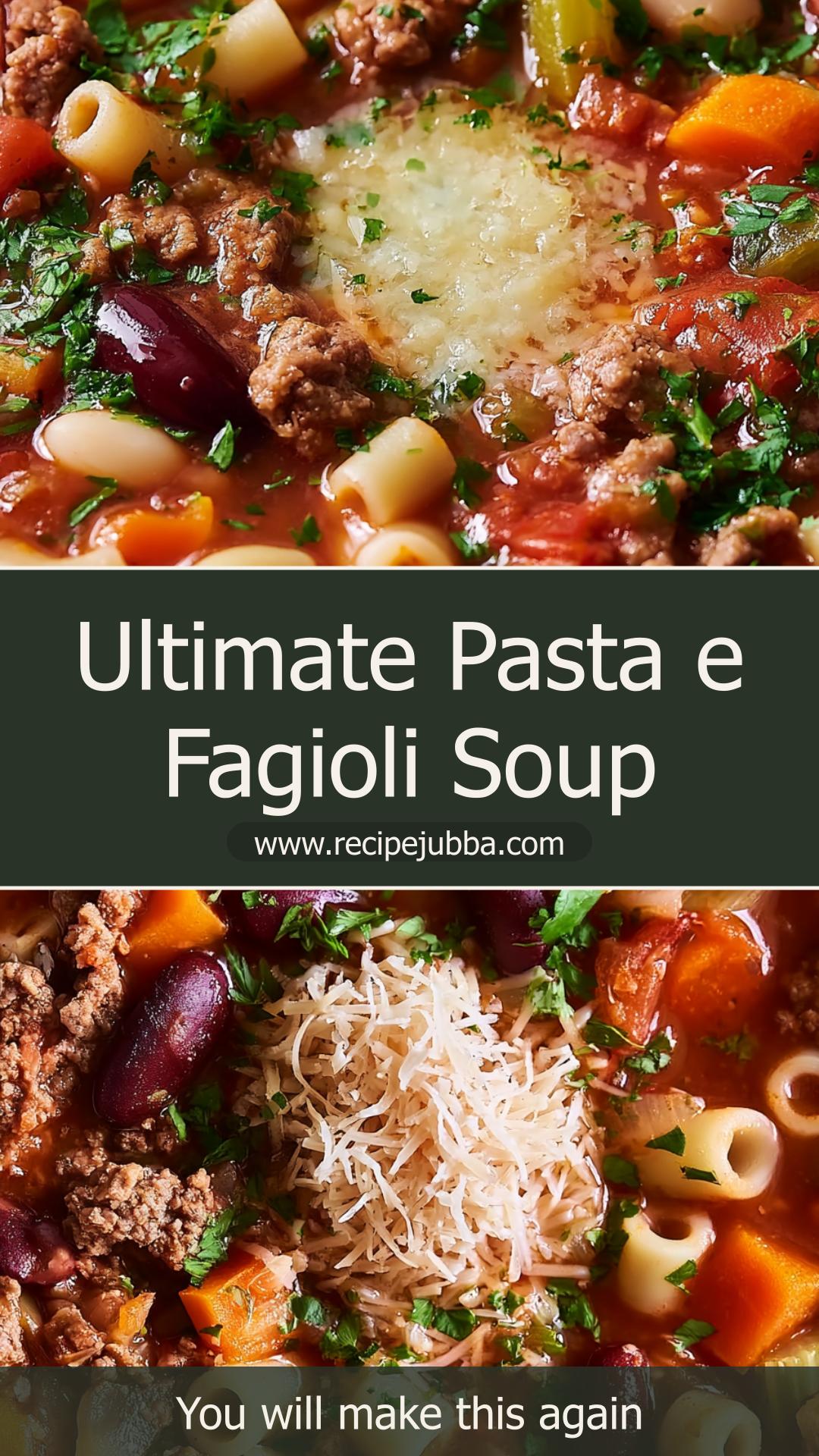 Pasta e Fagioli Soup with Beef, Two Beans, and Al Dente Ditalini — pin 4