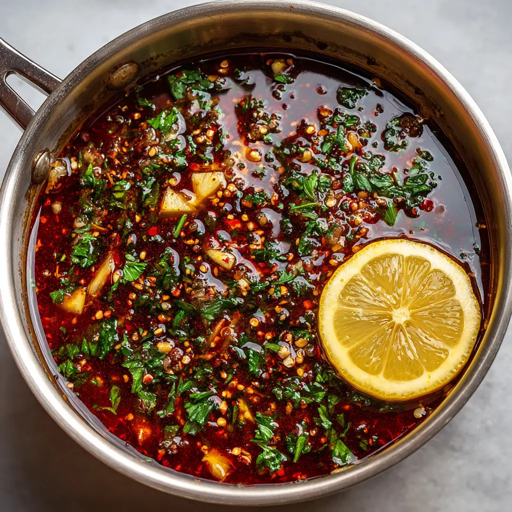 Deep Red-Orange Seafood Boil Sauce with Cajun Garlic Butter