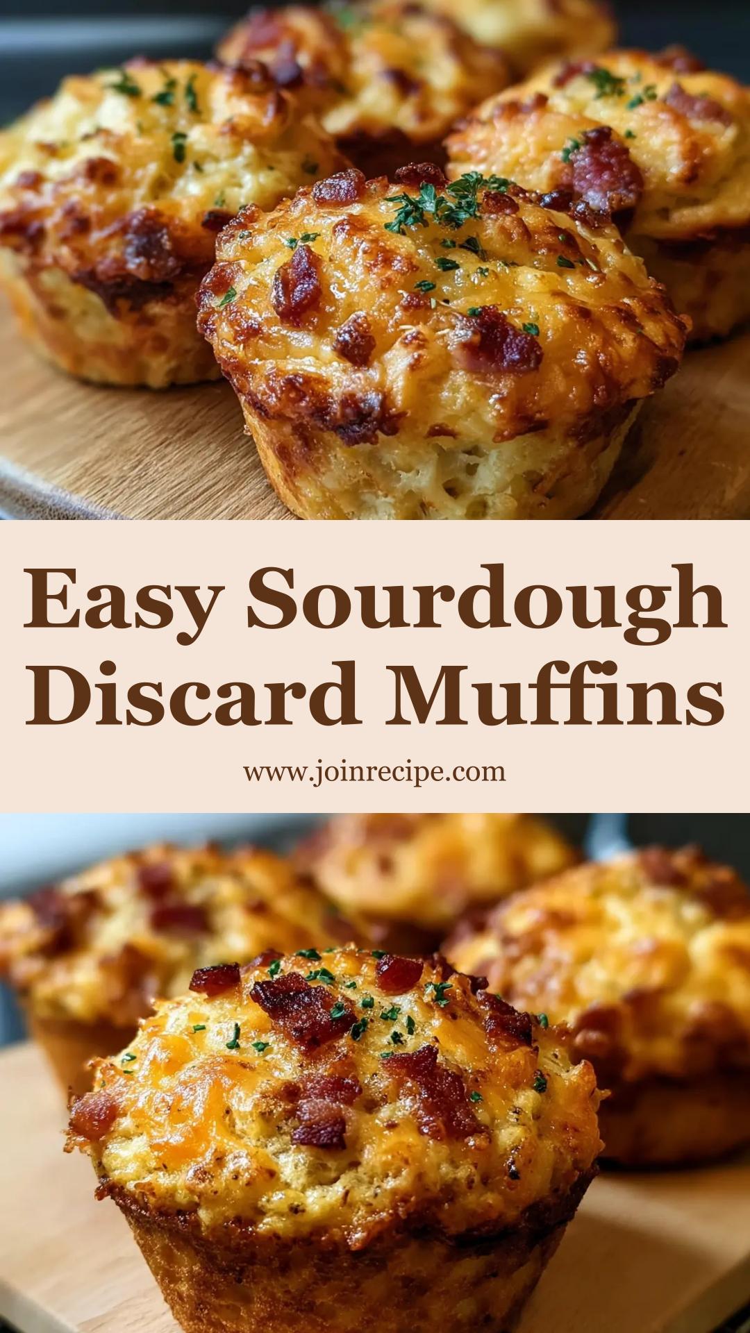 Sourdough Discard Bacon and Cheddar Breakfast Muffins with Crispy Bacon and Gooey Cheese — pin 1